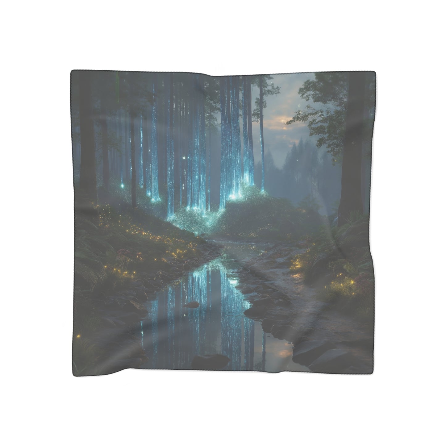 Celestial Waters Poly Scarf – Whispering Forest Light Dreamscape