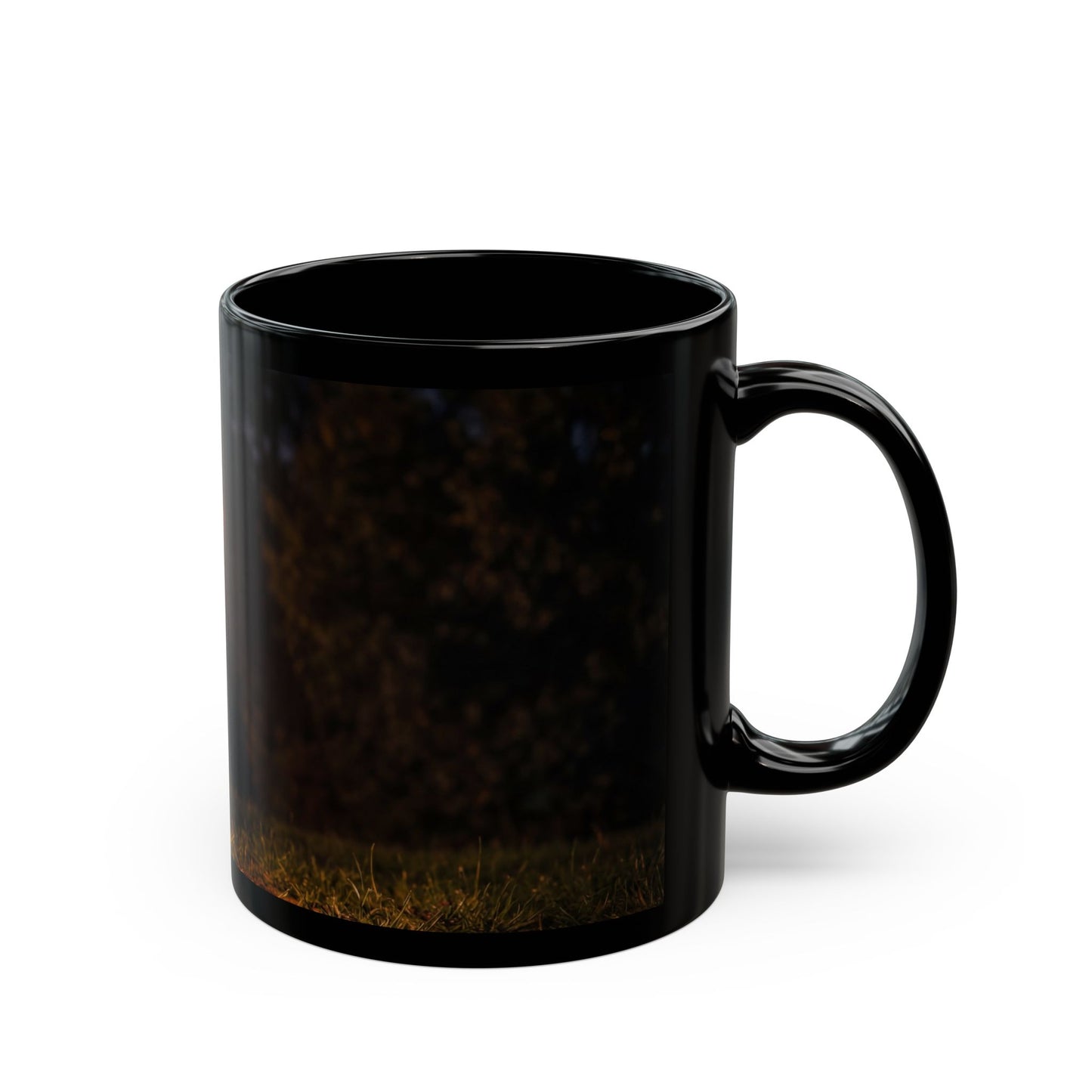 Chromatic Stag Black Mug – Night Meadow Luminescence