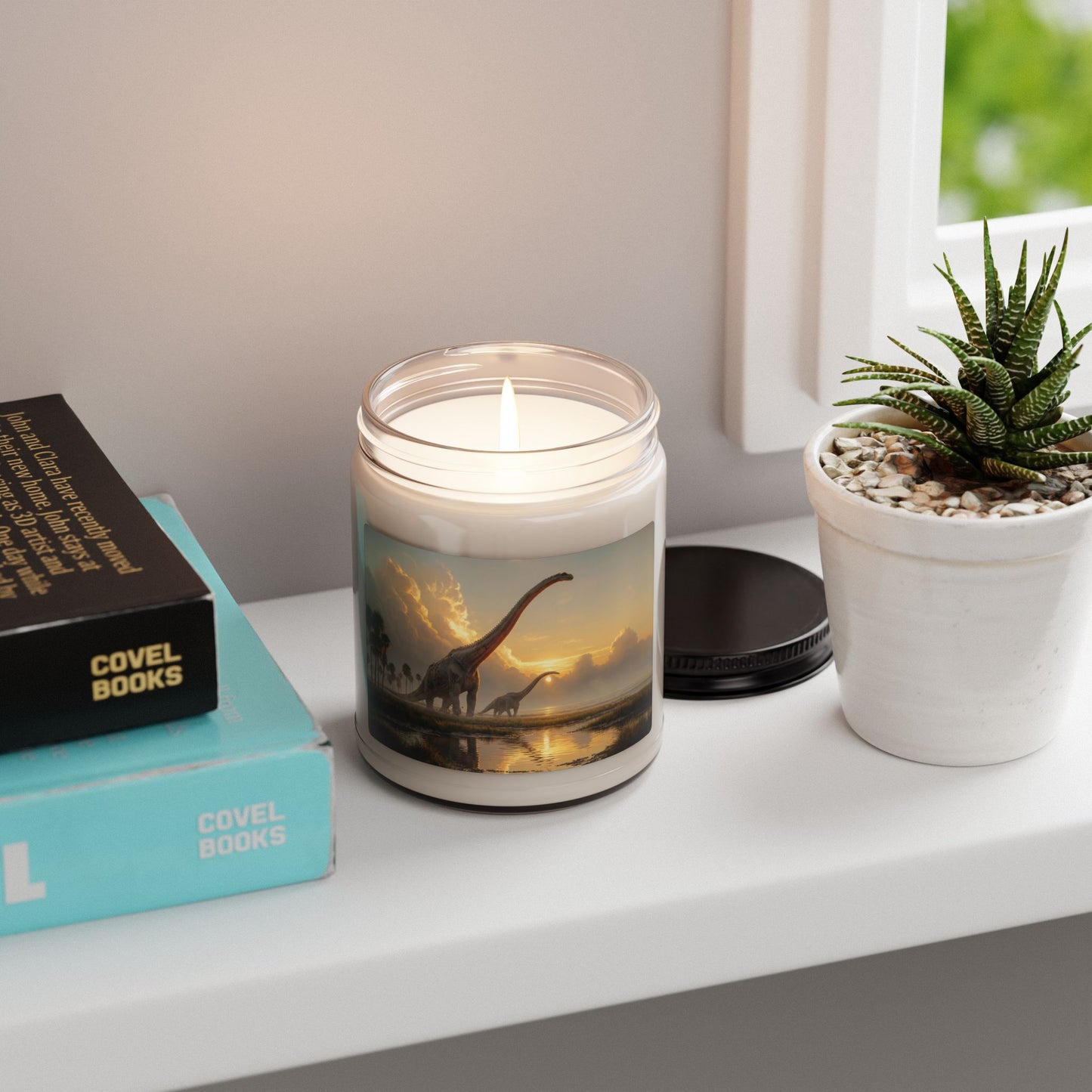 Dinosaur Sunset Scented Soy Candle, 9oz – Amber Mist & Prehistoric Warmth