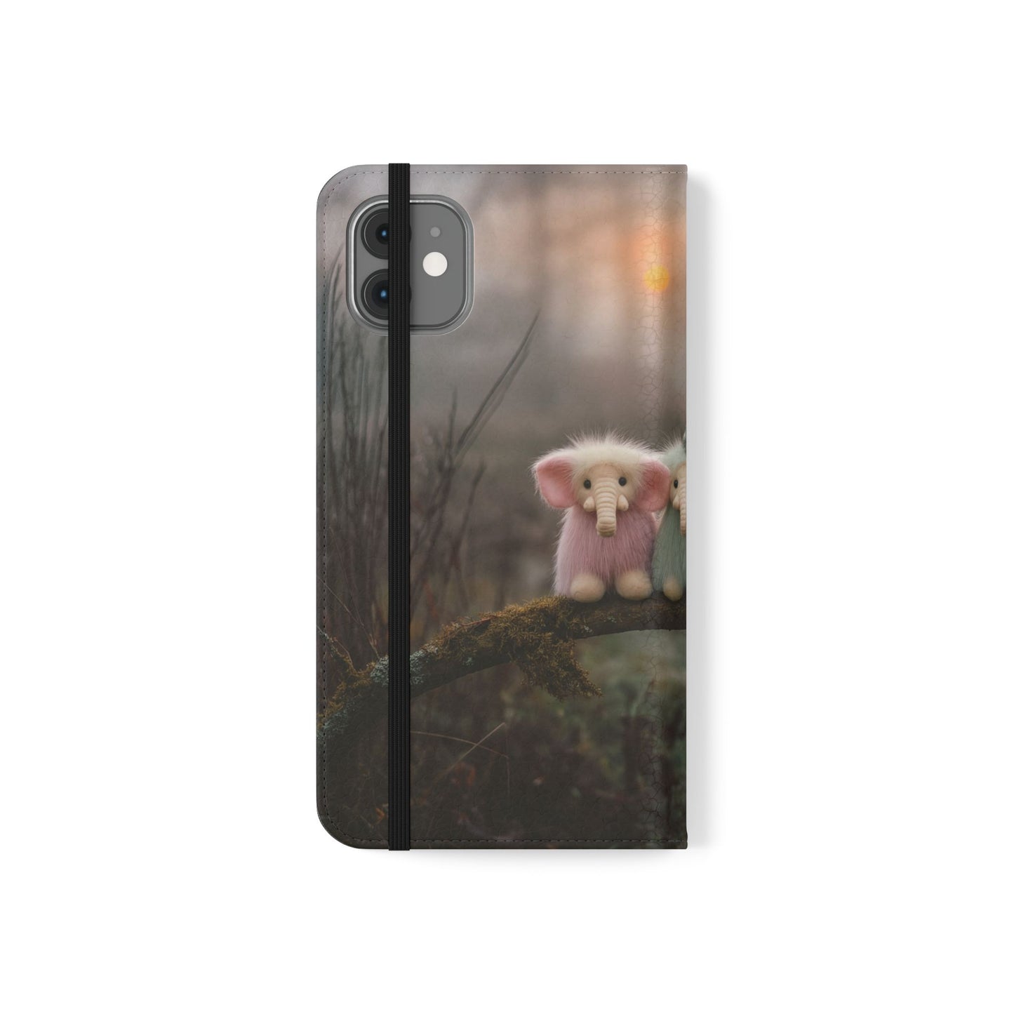 Mossy Branch Elephants Flip Cases – Pastel Fluff Guardians