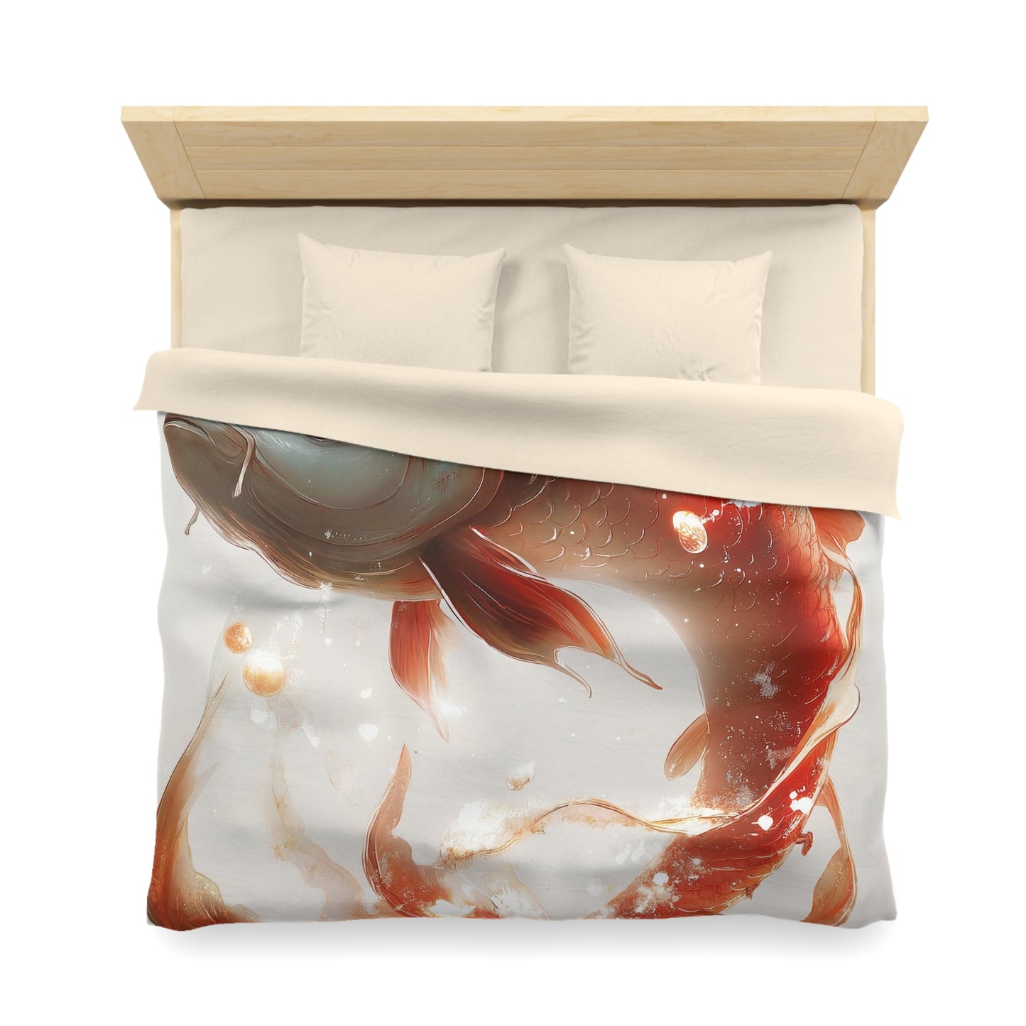 Child on Celestial Koi Microfiber Duvet Cover – Warm Glow Dreamscape
