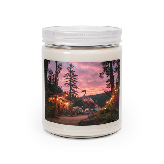 Forest Flamingo Scented Soy Candles with White Lid, 9oz – Twilight Campground Serenity