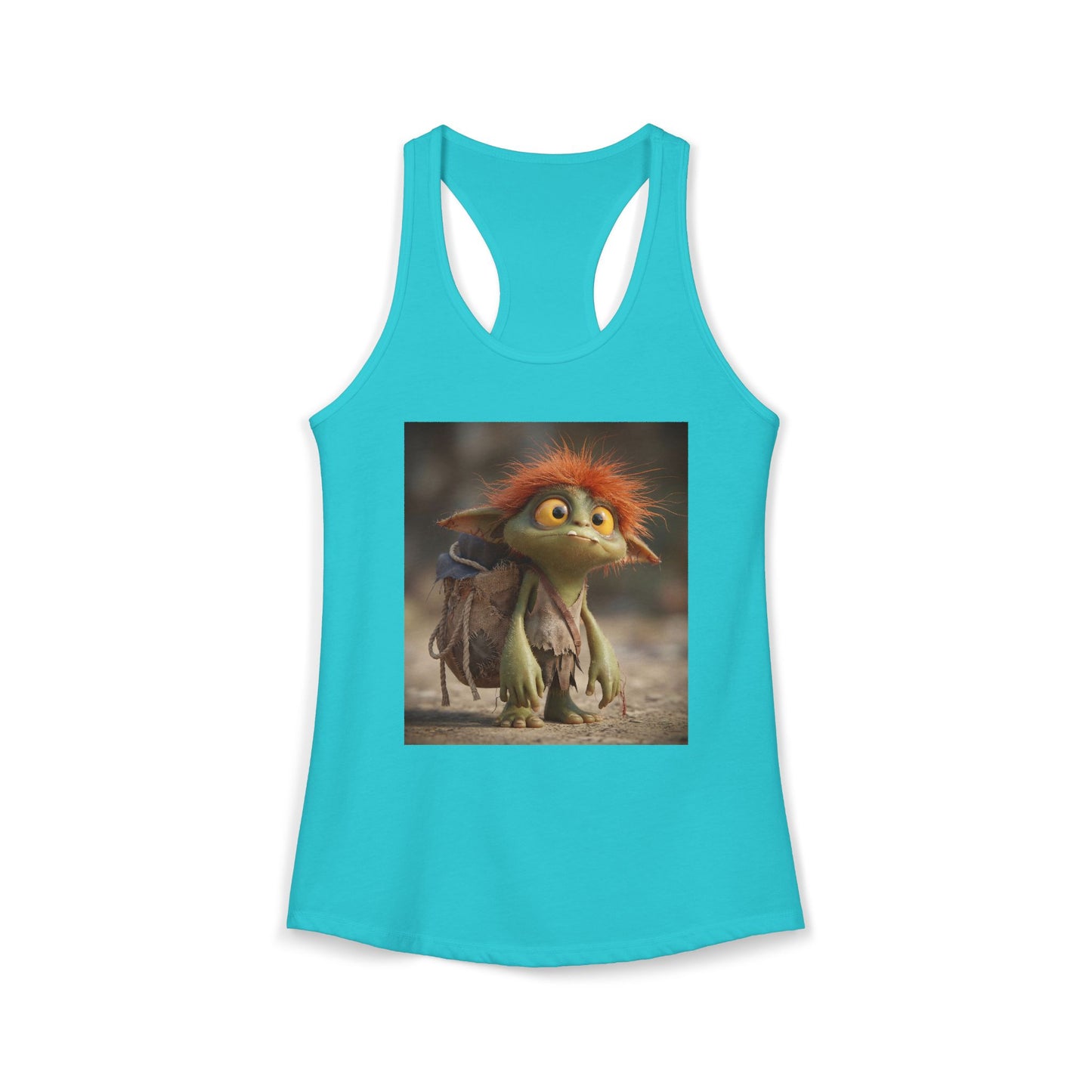 Moss-Haired Guardian Women's Ideal Racerback Tank – Rust-Tufted Forest Sentinel