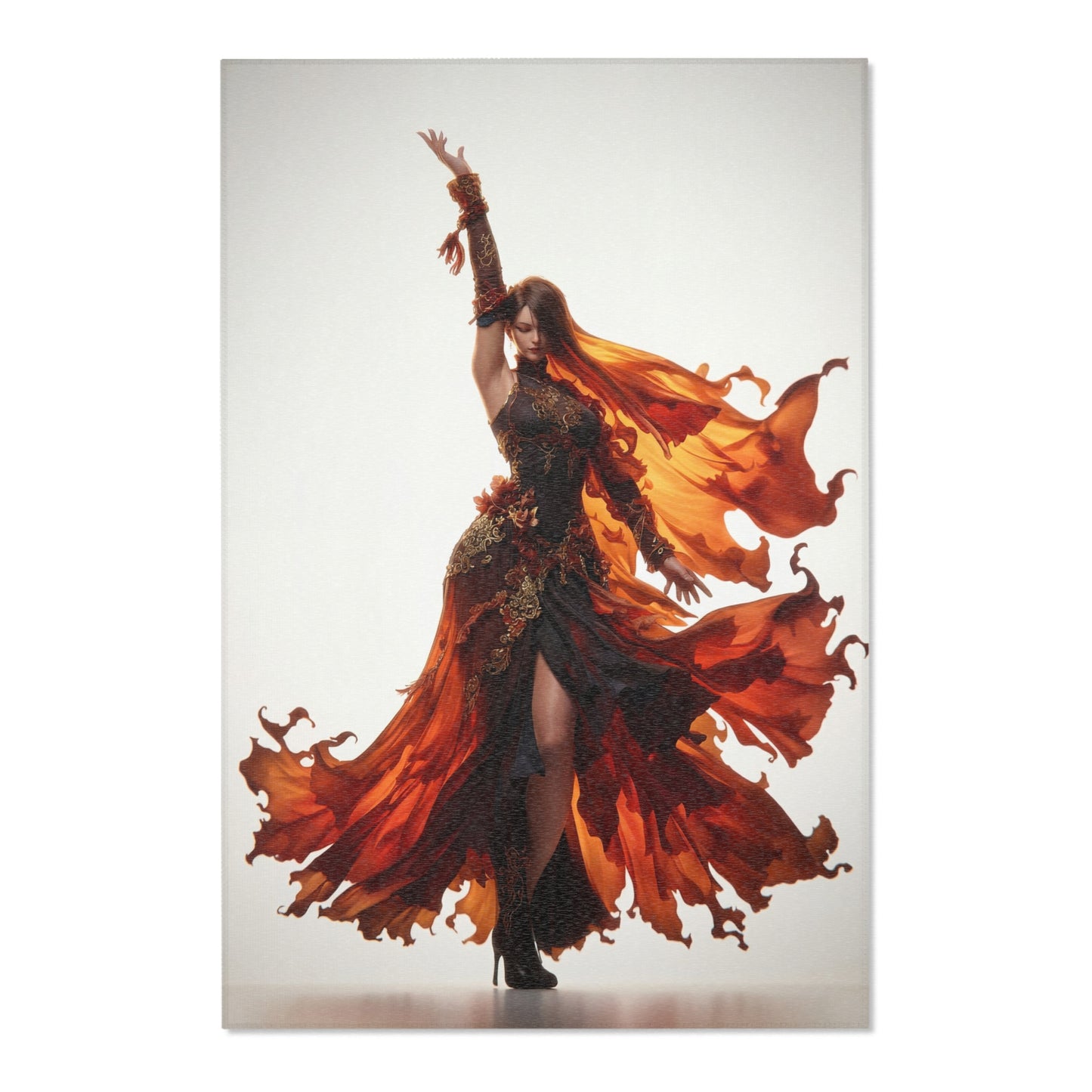 Phoenix Dancer Area Rug – Crimson Ember Waltz