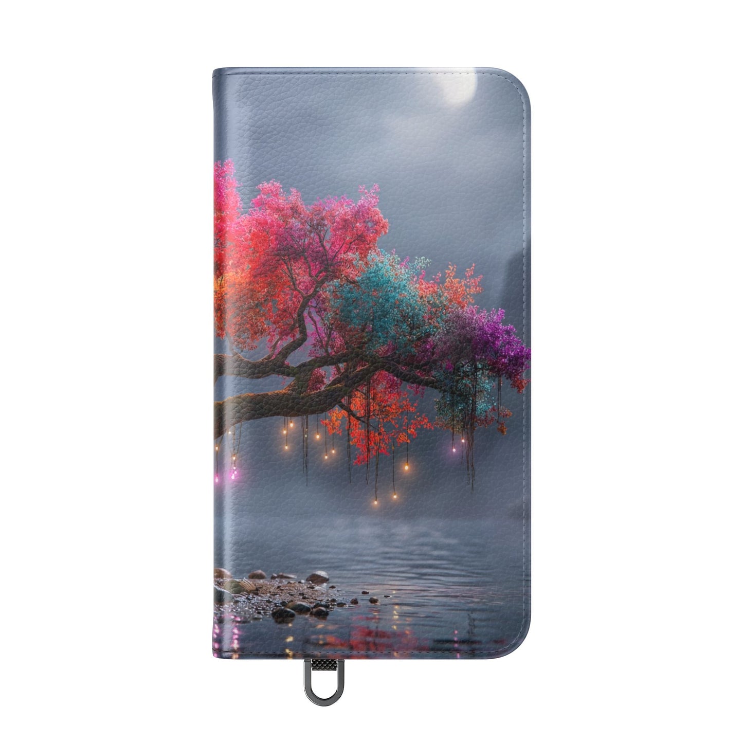 Chromatic Canopy Flip Cases – Rainbow Tree Moonlit Waterfall Scene