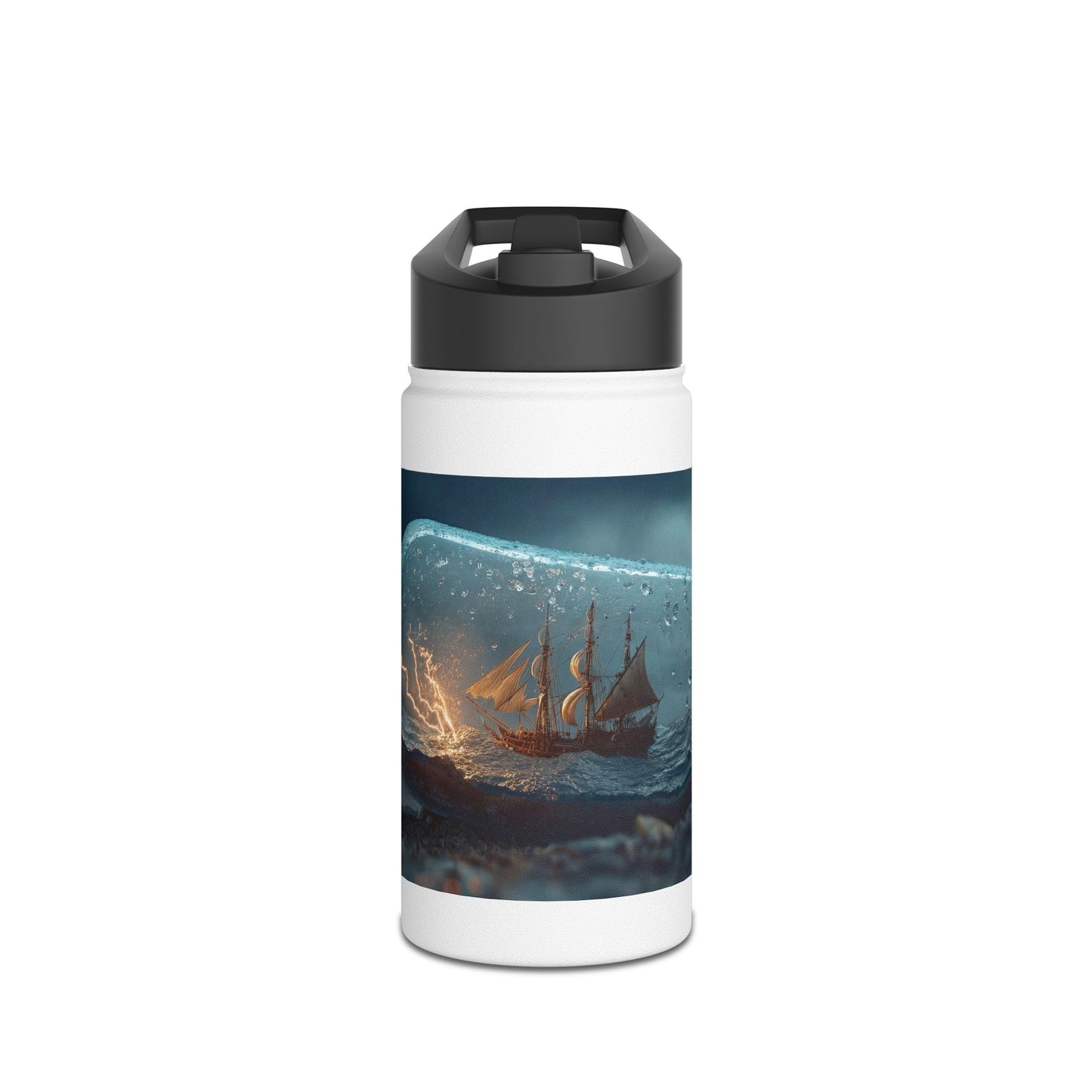 Storm-Sailed Ship in Bottle Water Bottle – Pocket-Sized Tempest Adventure
