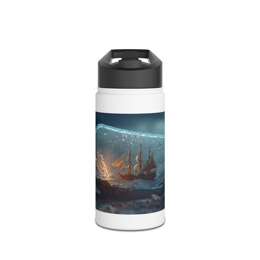 Storm-Sailed Ship in Bottle Water Bottle – Pocket-Sized Tempest Adventure