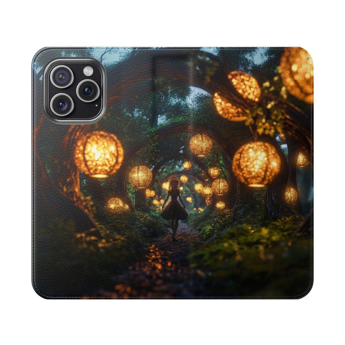 Lantern Archway Flip Cases – Girl Walking Through Forest Tunnel Art Case