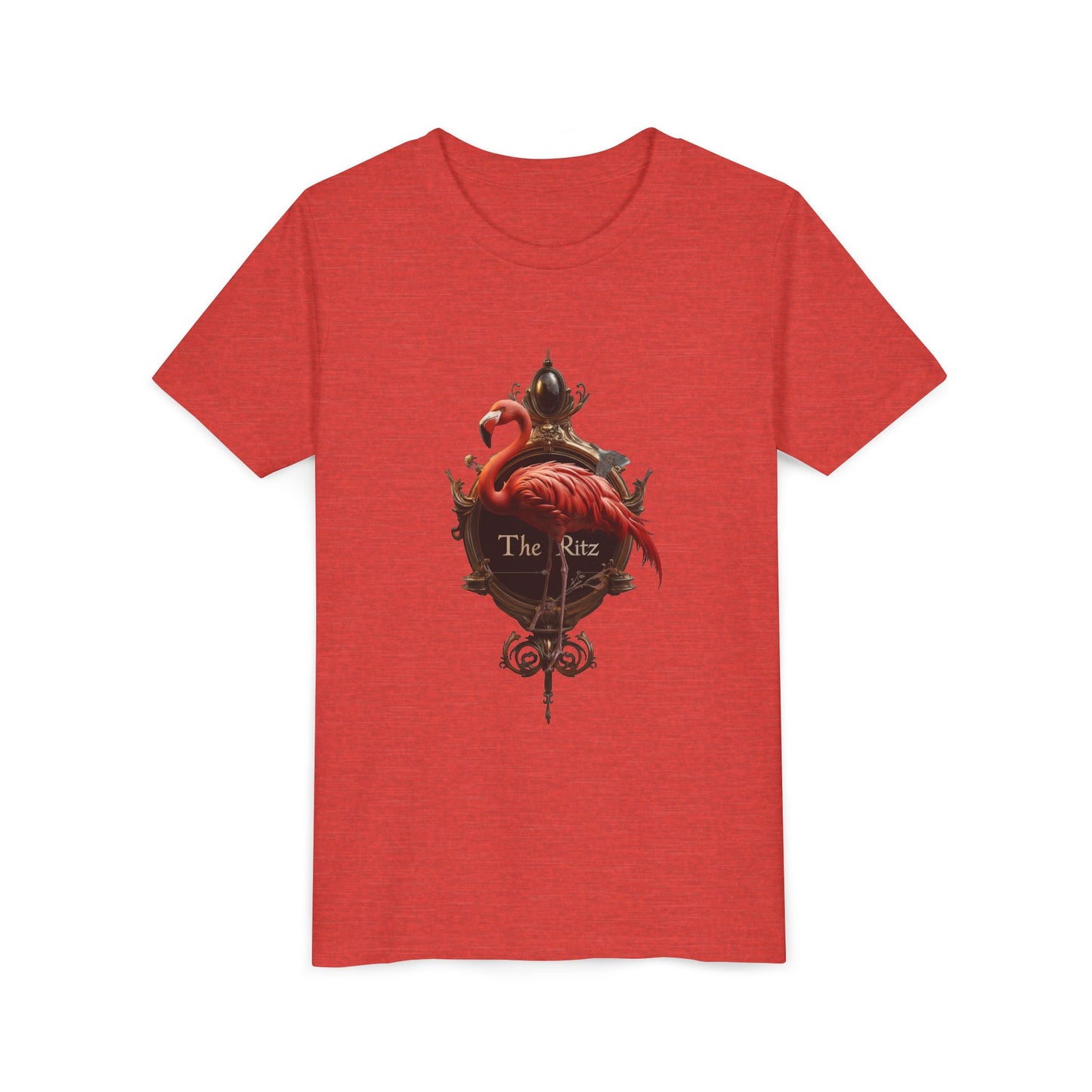 Ornate Frame Flamingo Youth Short Sleeve Tee – Gilded Ritz Garden Emblem