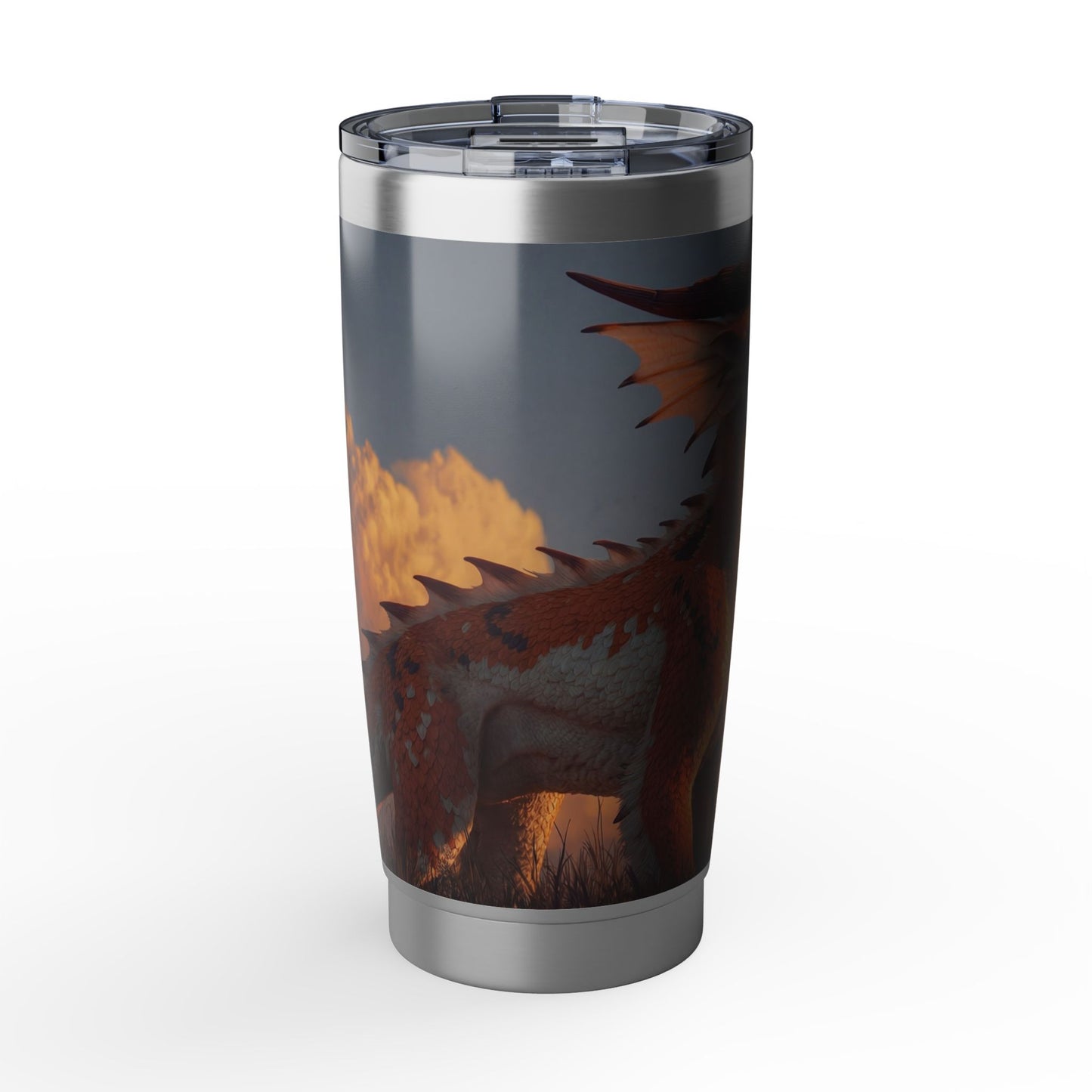 Sunset Serenade Dragon Vagabond 20oz Tumbler – Golden Hour Guardian