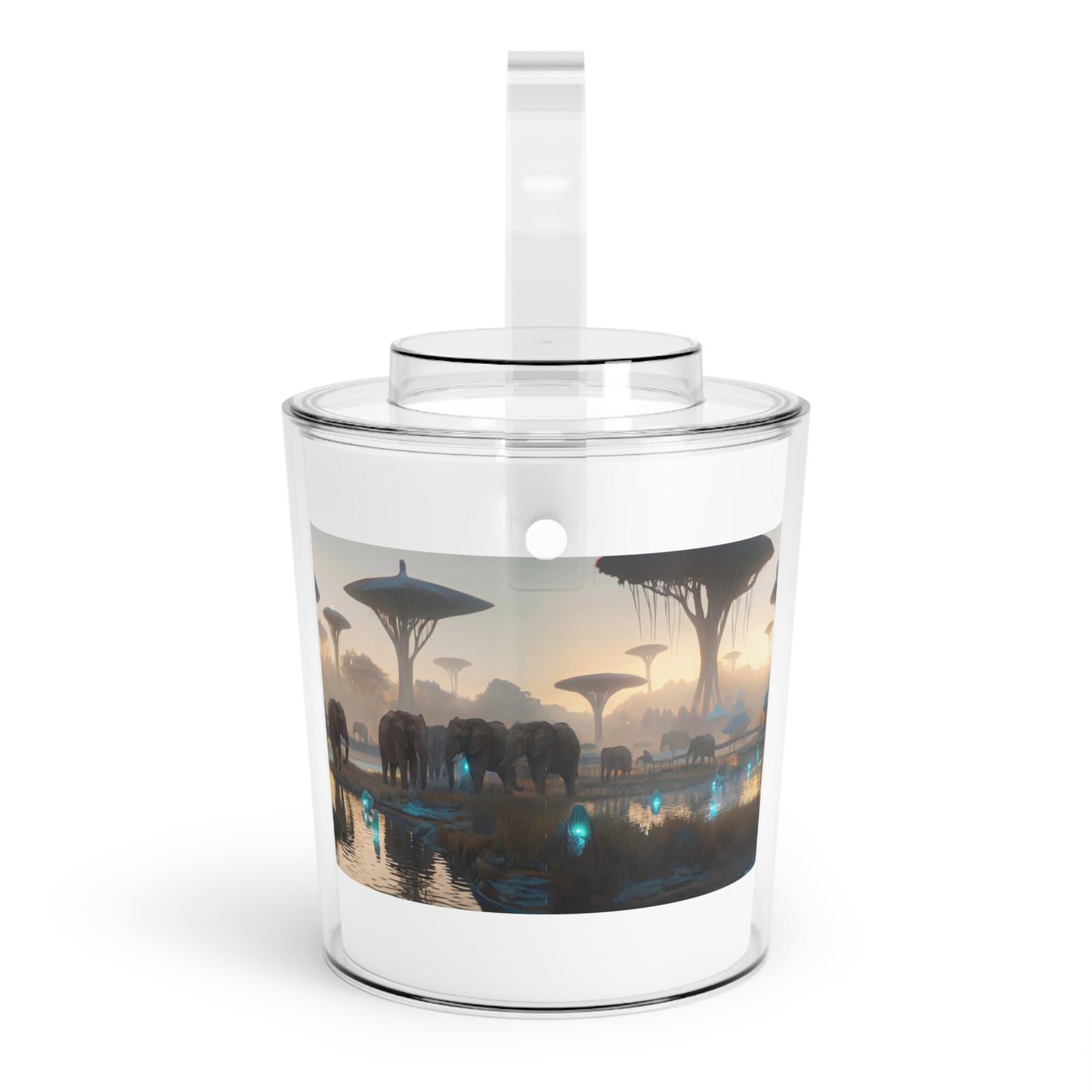 Celestial Elephants Ice Bucket with Tongs – Twilight Oasis Dreamscape