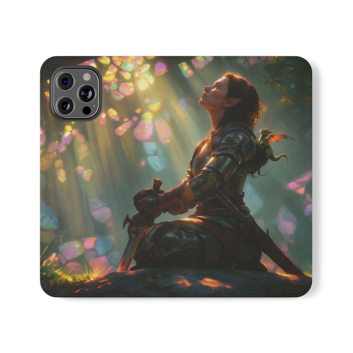 Crystal Grove Sentinel Flip Cases – Iridescent Forest Dawn Guardian