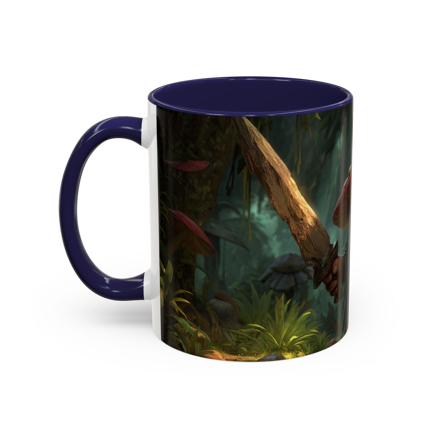 Mushroom Knight Accent Coffee Mug – Verdant Forest Guardian Sentinel