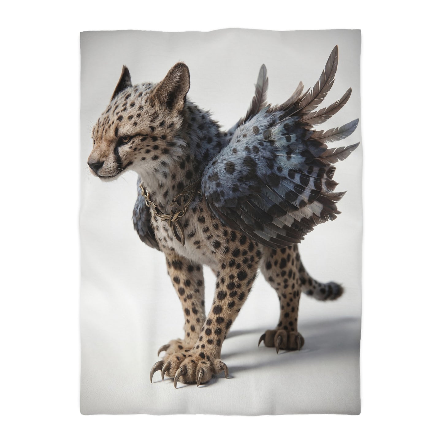 Winged Cheetah Microfiber Duvet Cover – Shadowed Feathers & Feline Grace