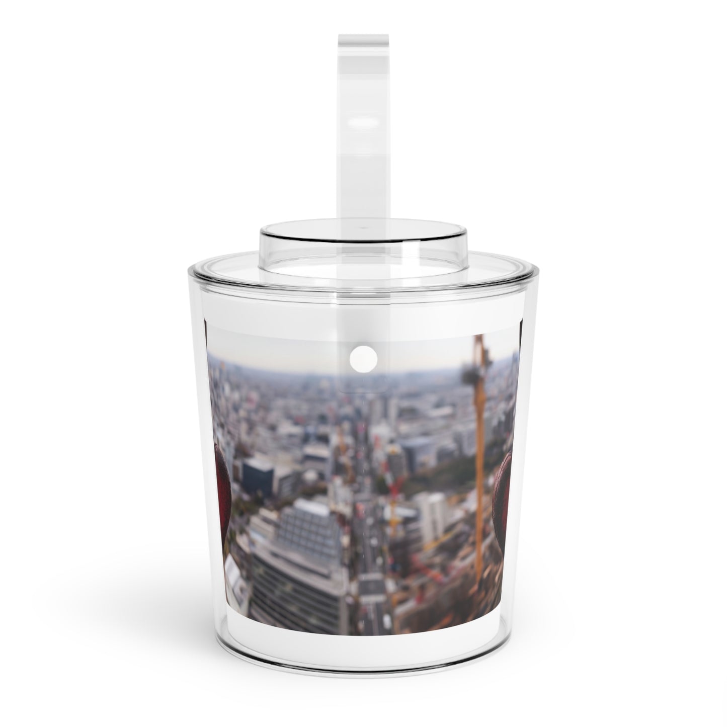 Rusty Heart Weight Ice Bucket with Tongs – Suspended Over City Skies