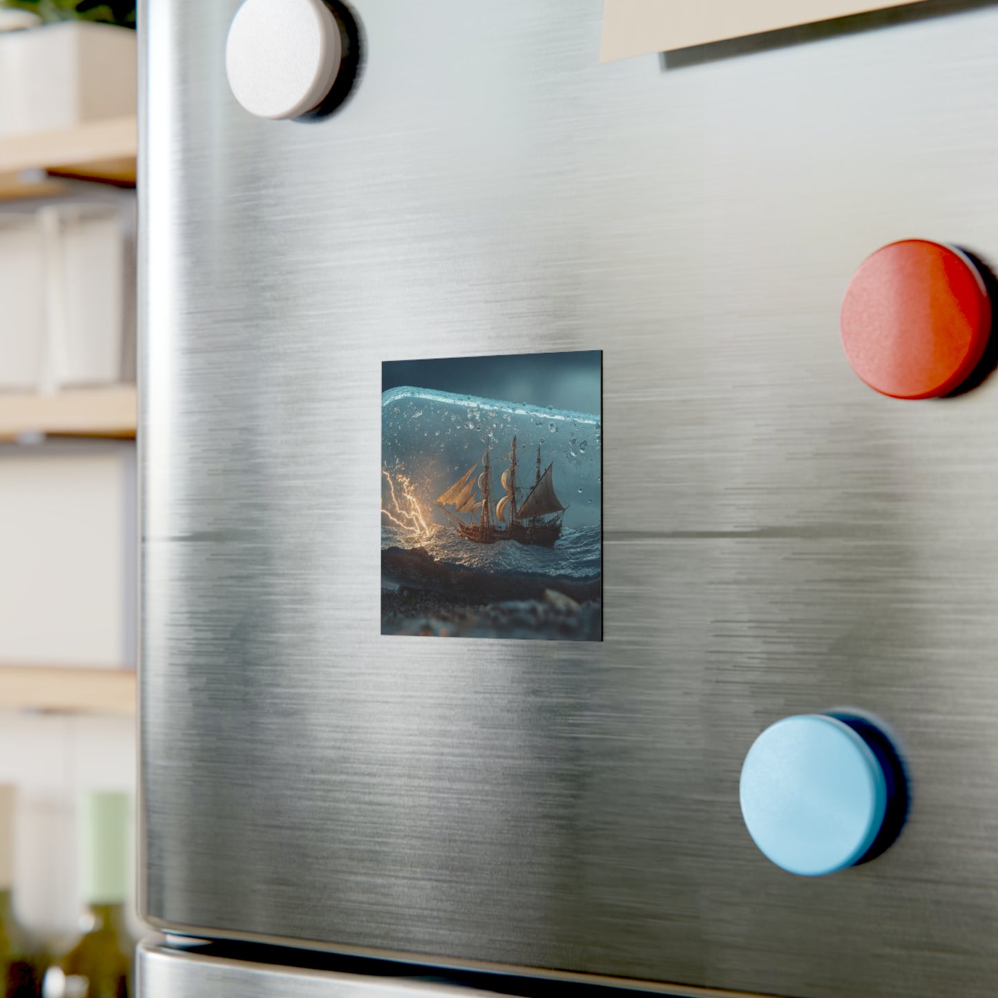 Stormbound Galleon Square Magnet – Bottle’s Whispering Seascape