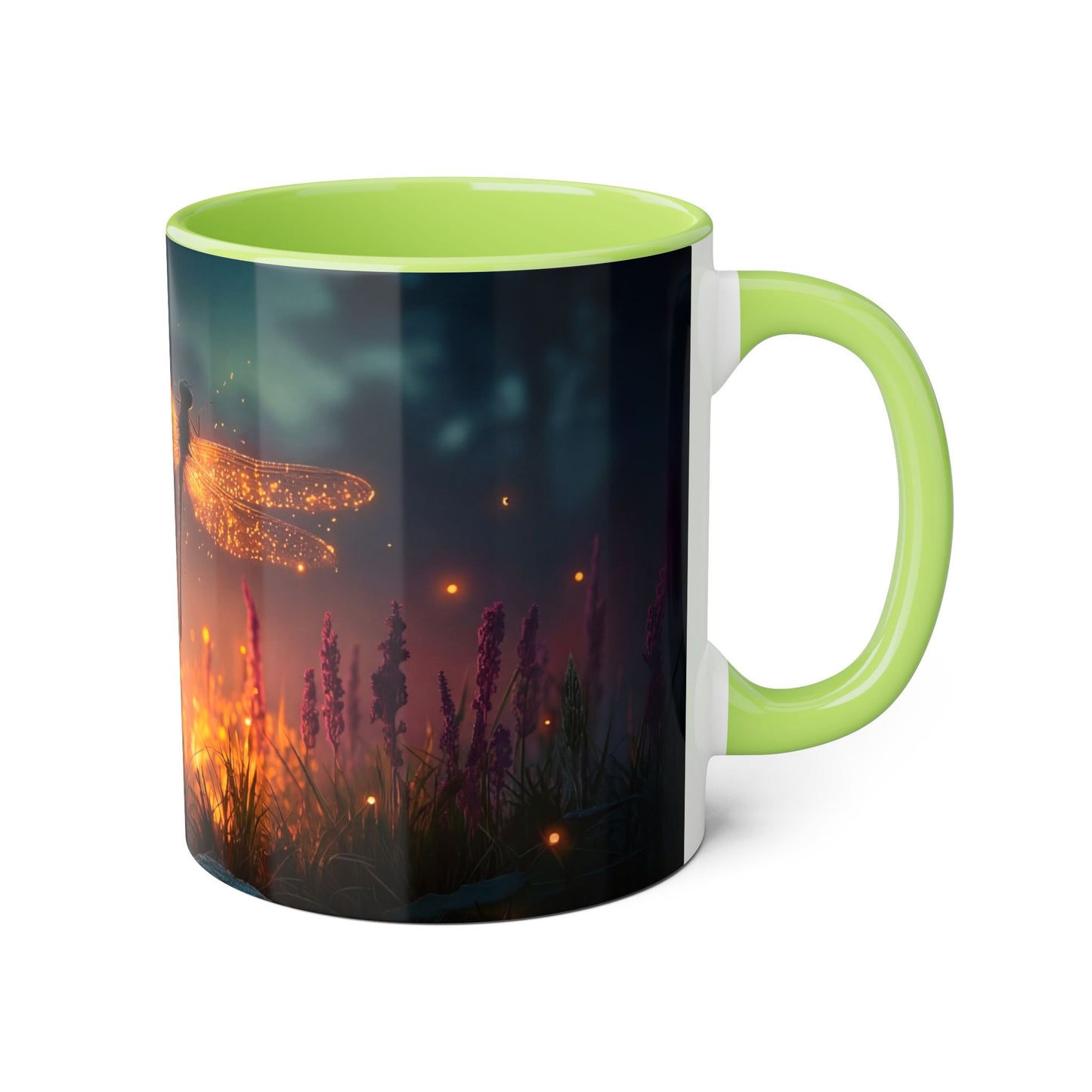 Firefly Dragonfly Accent Mugs, 11oz – Golden Twilight Meadow Guardian