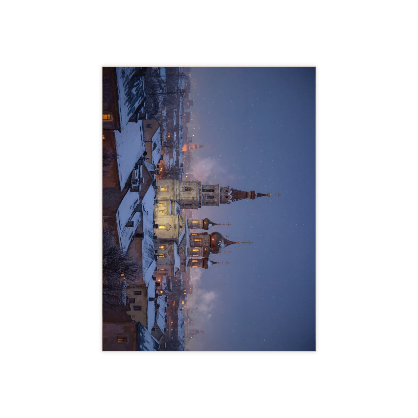 Snow-Dusted Cathedral Ceramic Photo Tile – Winter’s Quiet Hymn