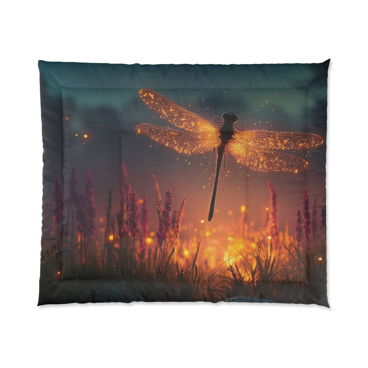 Luminescent Dragonfly Comforter – Twilight Meadow Dreamscape