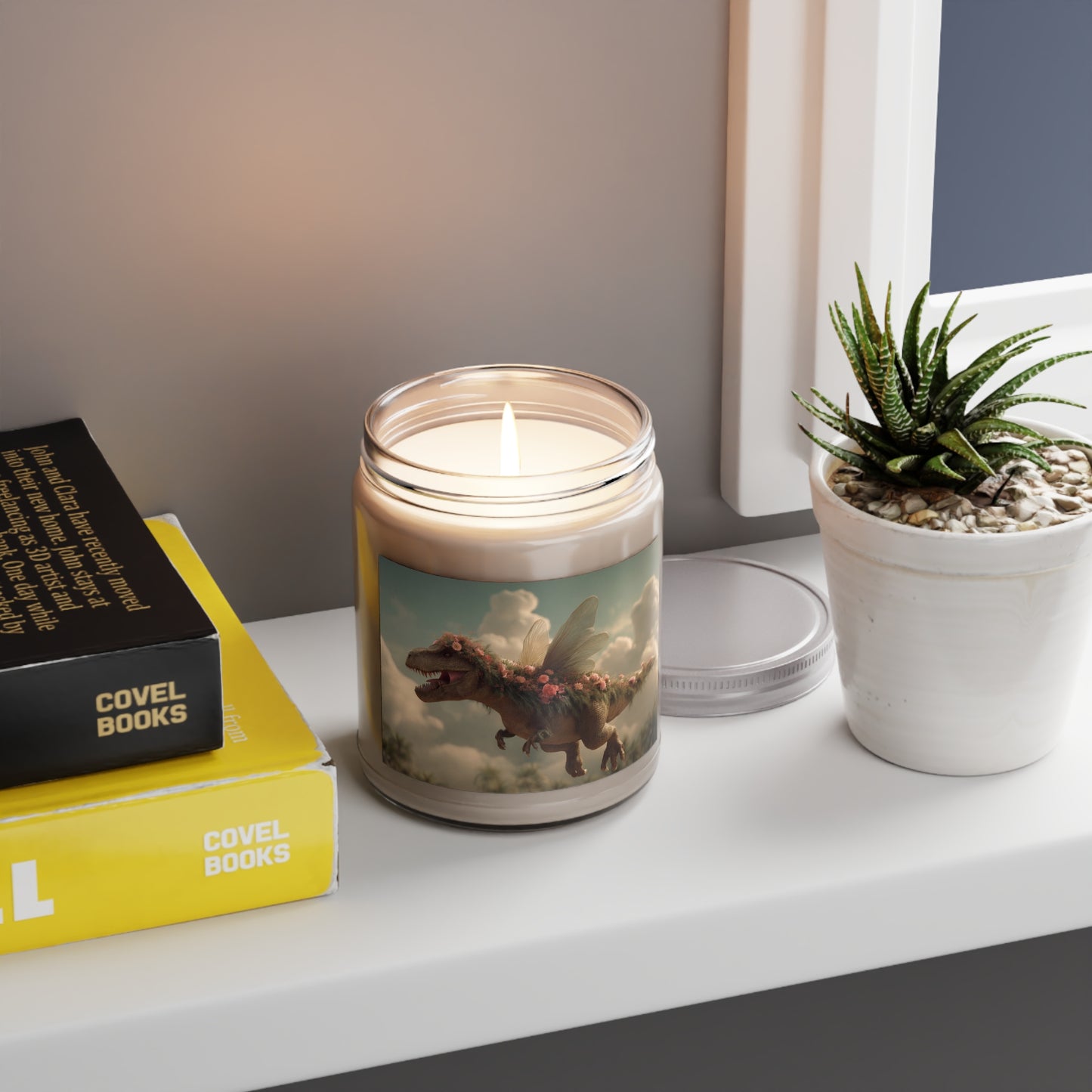 Floral Winged Dinosaur Scented Soy Candles with White Lid, 9oz – Skyborne Garden Guardian