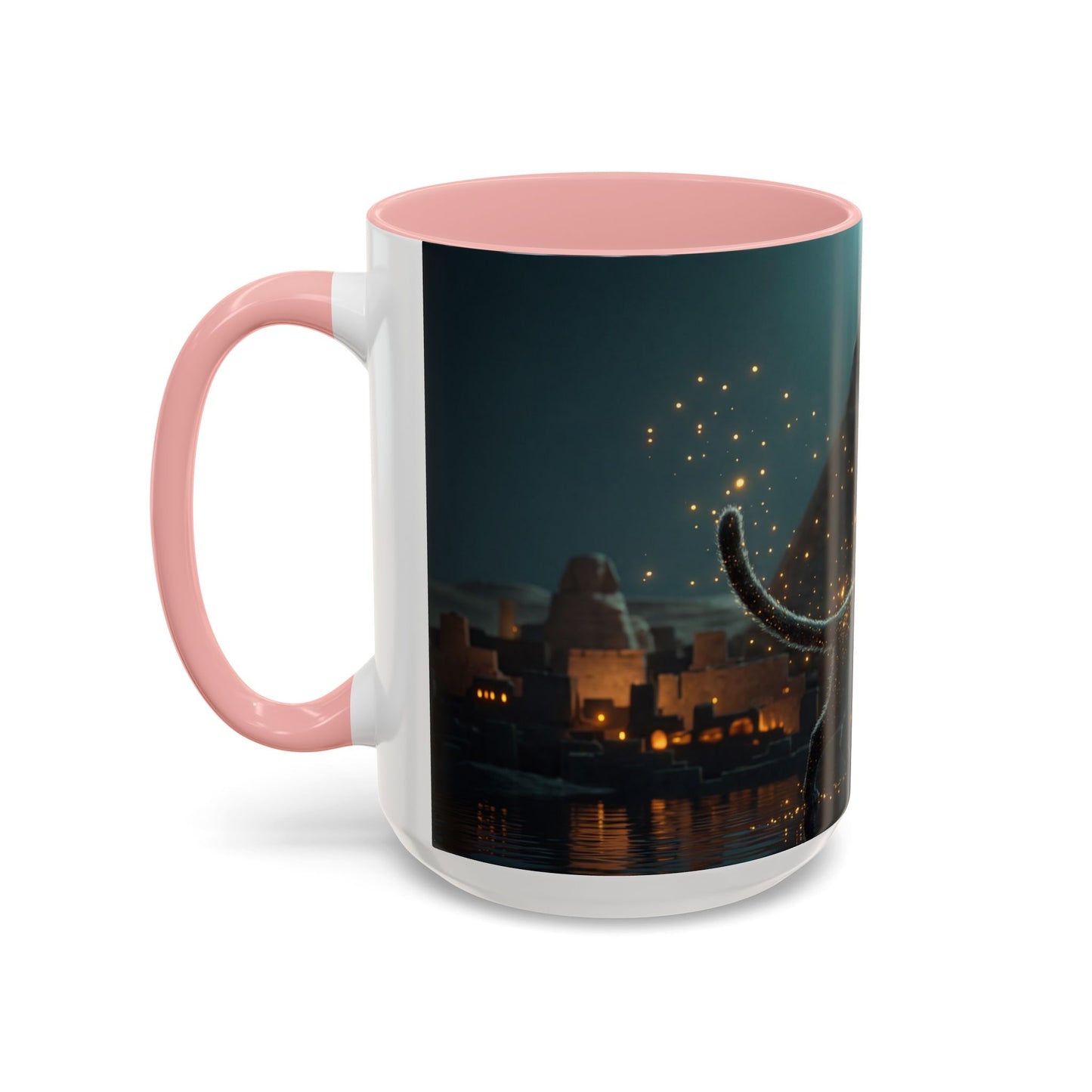 Pharaoh Cat Accent Coffee Mug (11, 15oz) – Golden Stardust Nile Sentinel