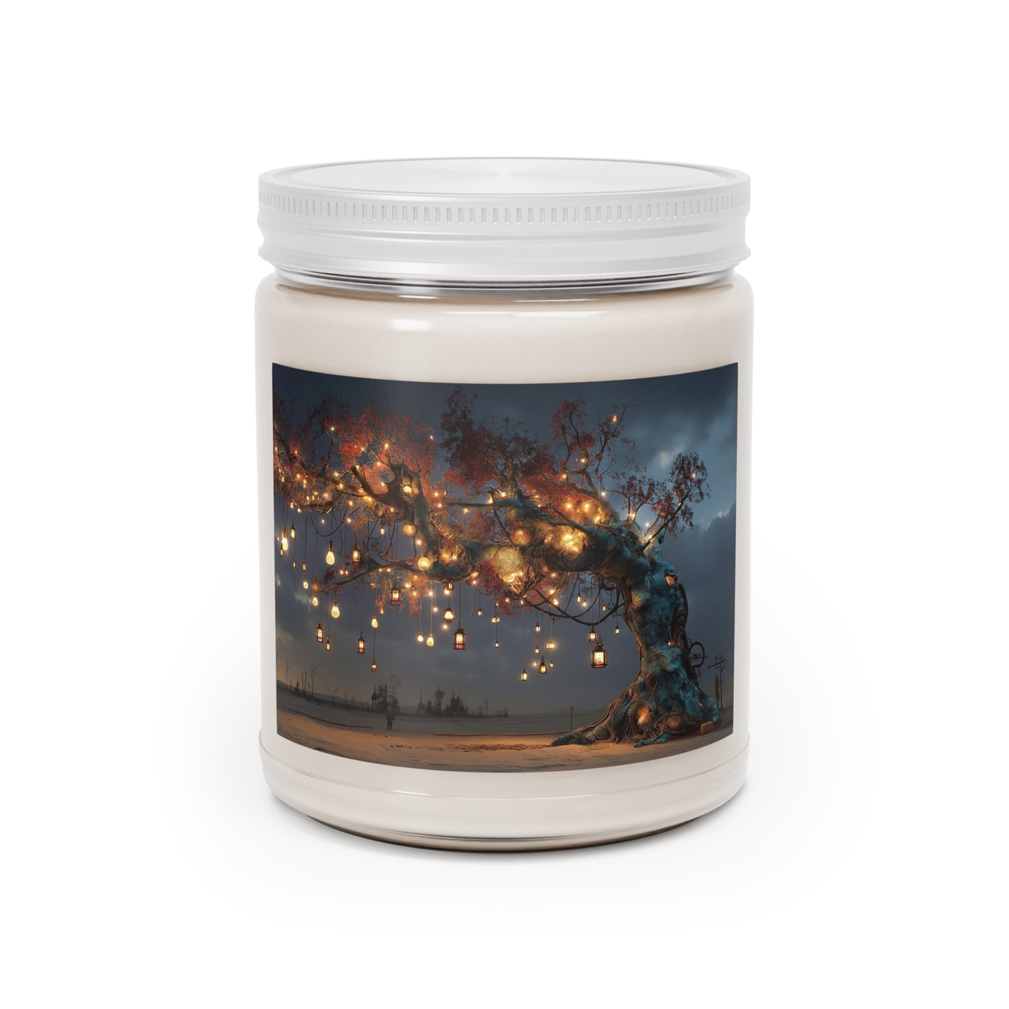 Luminous Wishing Tree Scented Soy Candles with White Lid, 9oz – Desert Oasis of Warm Light