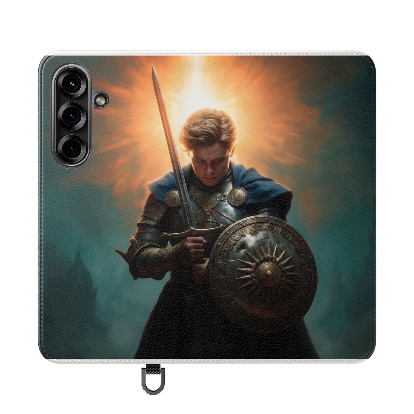 Dawn-Forged Knight Flip Cases – Radiant Armor Against Misty Skies