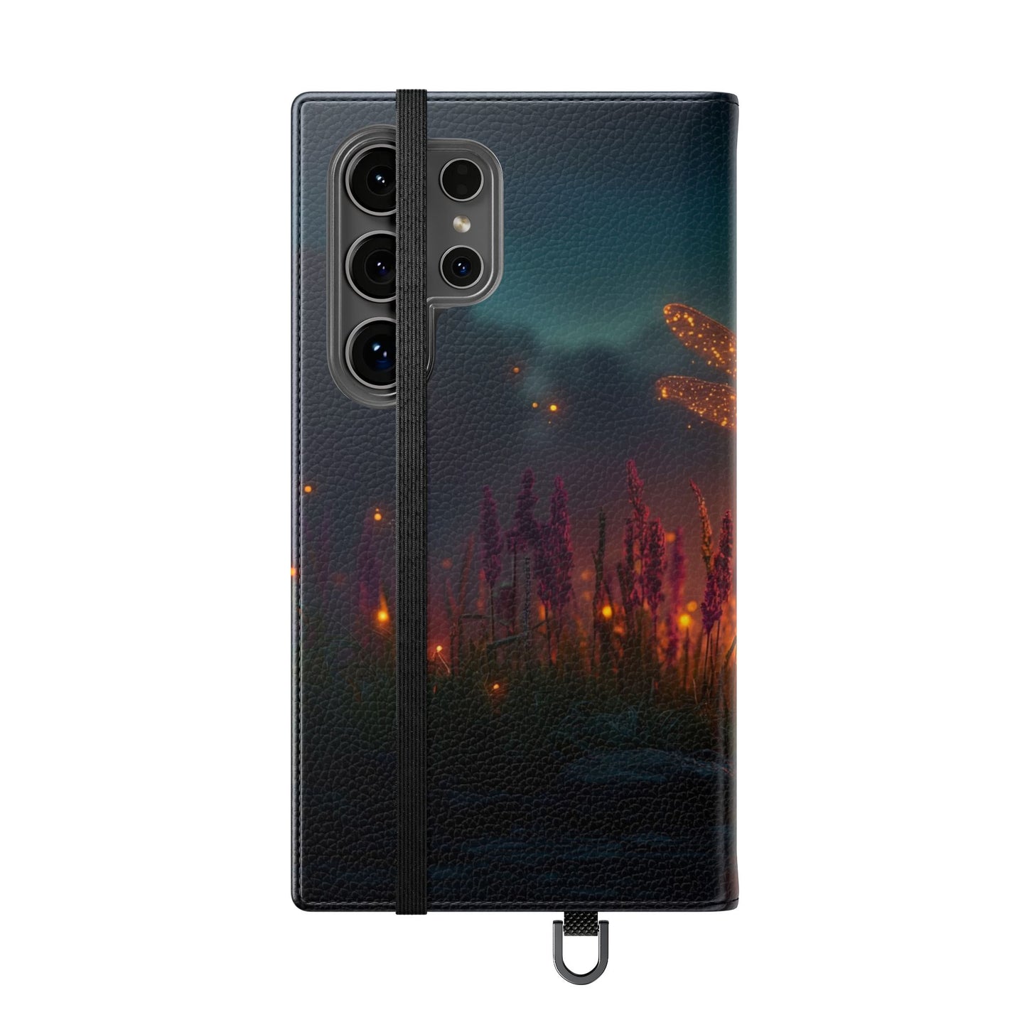 Bioluminescent Dragonfly Flip Cases – Glowing Amber Wings Over Twilight Marsh