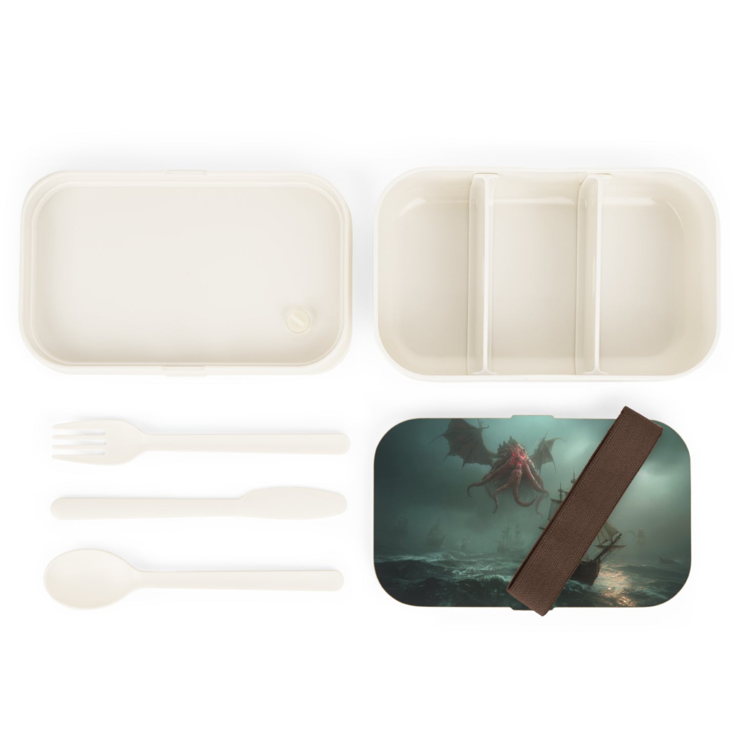 Red Dragon Octopus Bento Lunch Box – Crimson Leviathan Storm Seascape