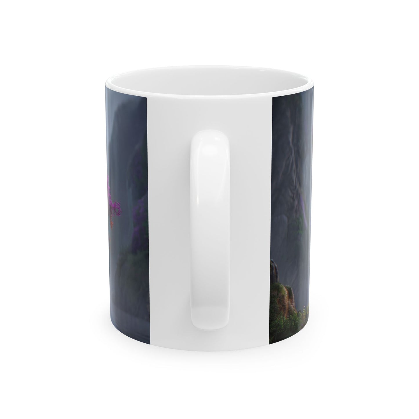 Chromatic Dream Tree Ceramic Mug – Moonlit Rainbow Canopy
