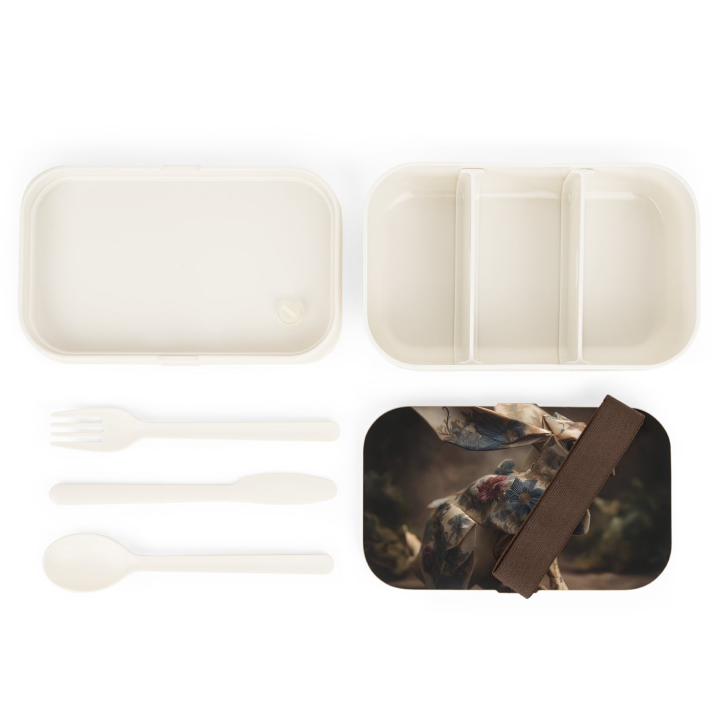 Origami Rabbit with Floral Pattern Bento Lunch Box – Paperfold Guardian of the Garden
