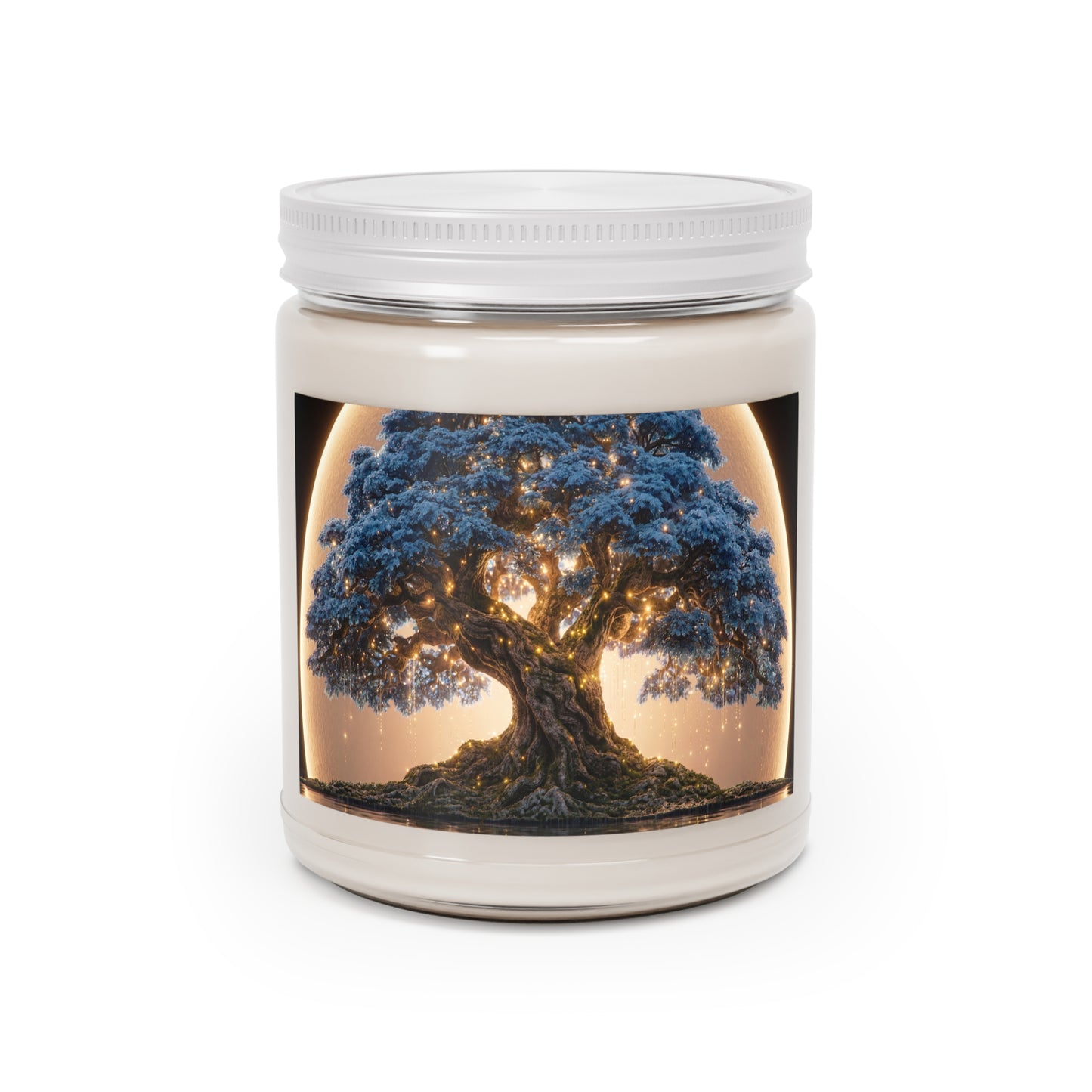 Moonlit Oracle Tree Scented Soy Candles with White Lid, 9oz – Whispering Wisdom Under the Glow