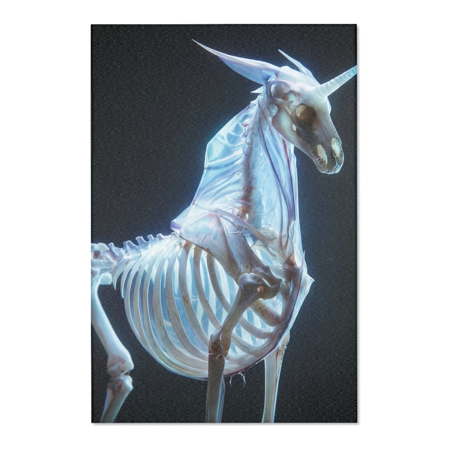 Celestial Unicorn Skeleton Rug – Luminescent Bone Dreamscape