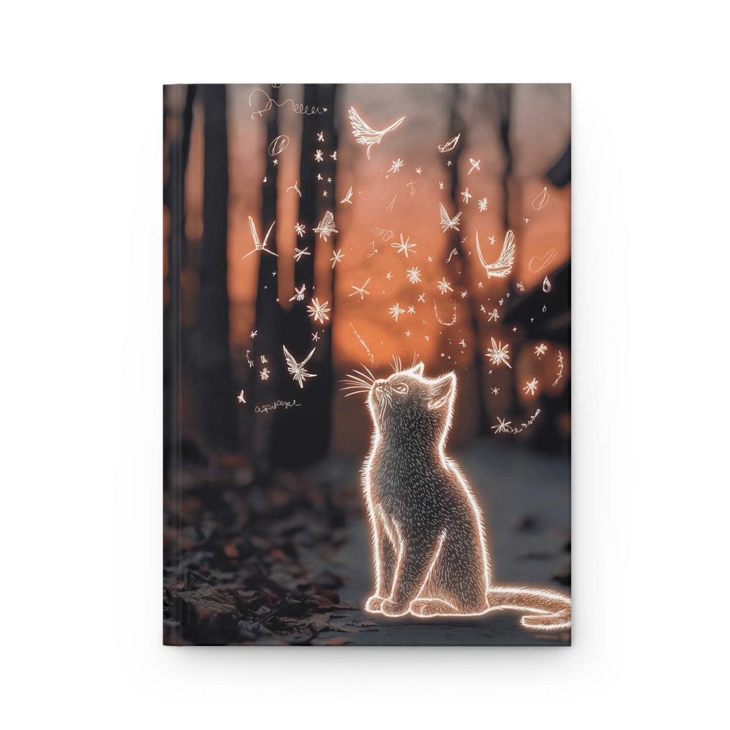 Whimsical Cat Forest Journal Matte – Glow of Autumn Magic