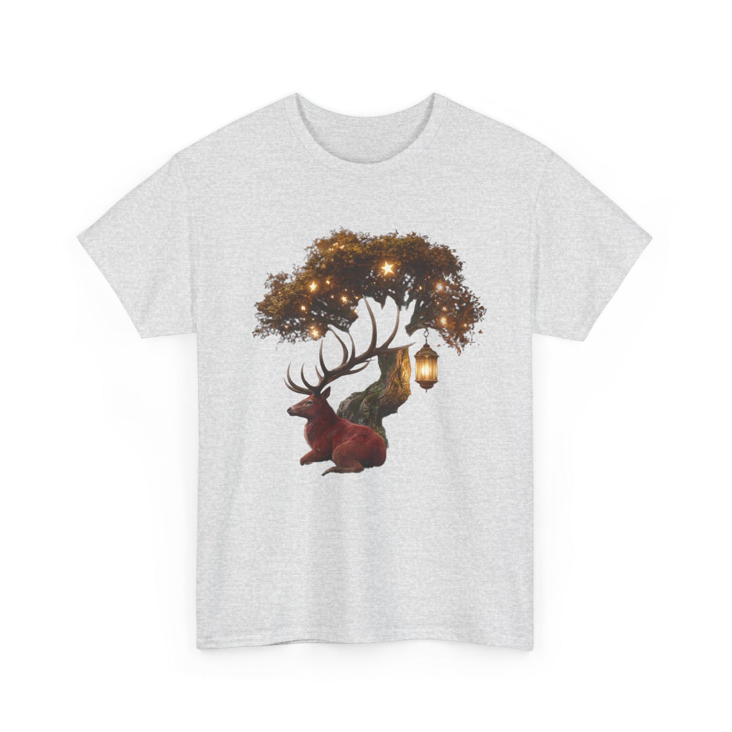 Starlight Stag & Lantern Tee – Autumn Grove Guardian