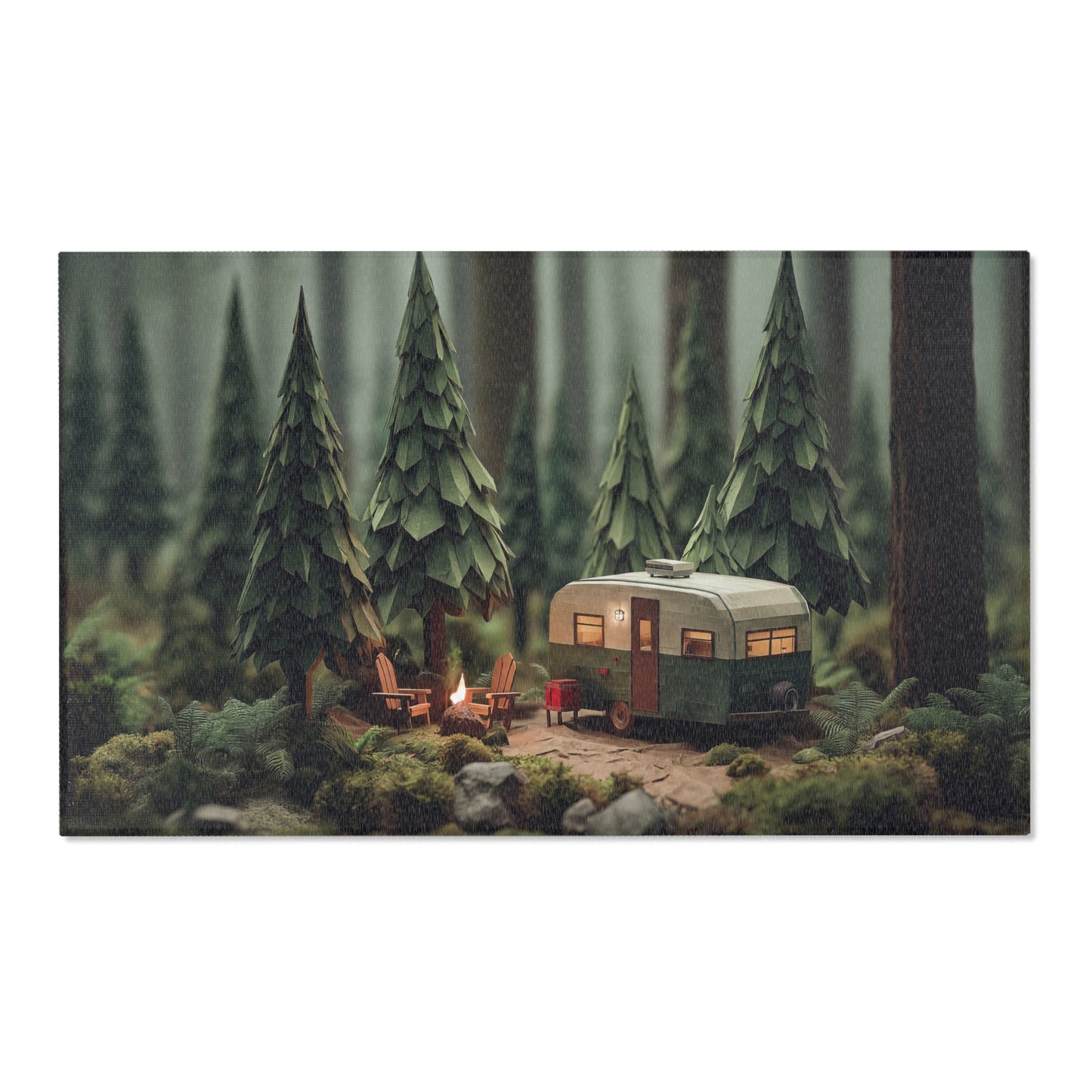 Forest Campervan Area Rug – Whispering Pines & Warm Light