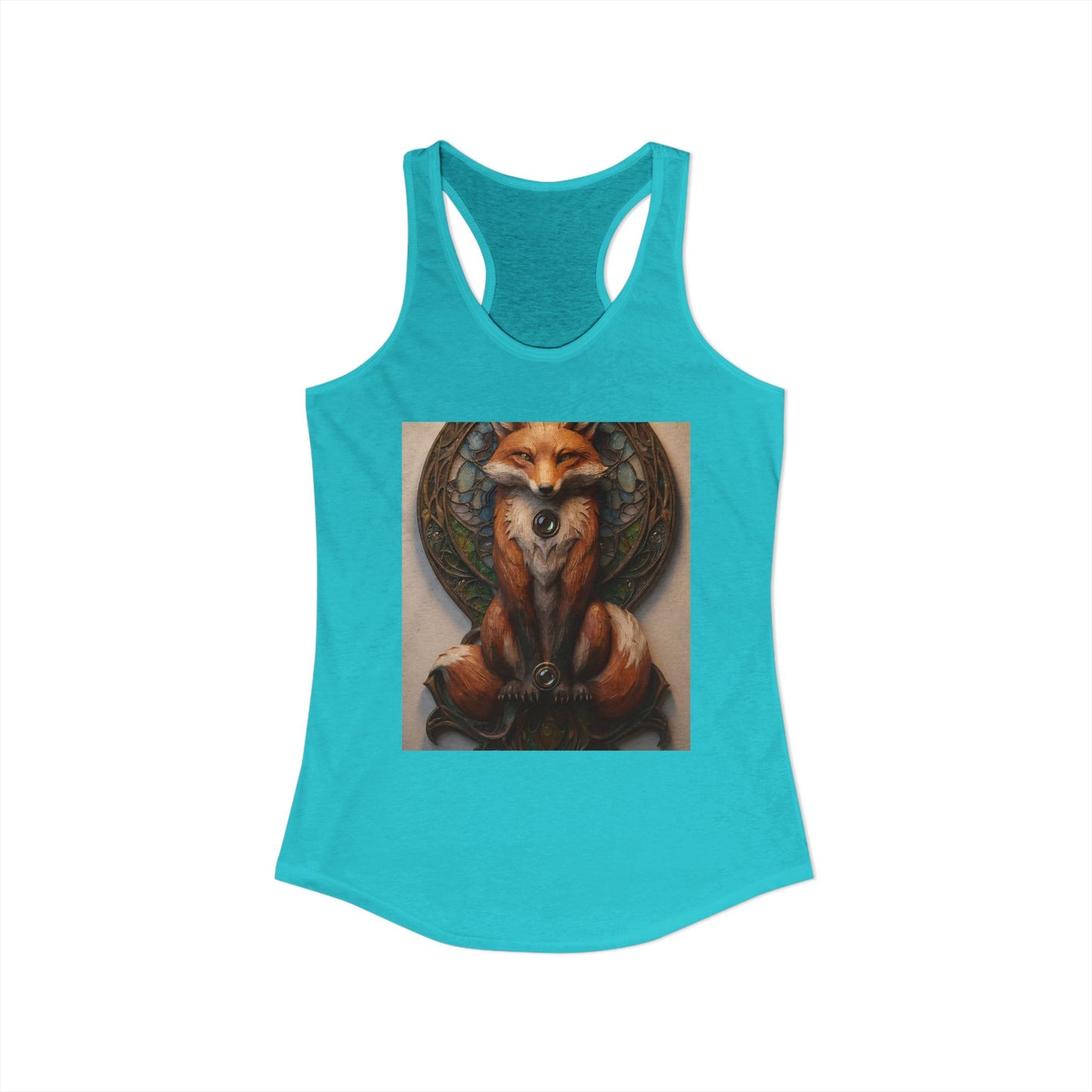 Glass Fox Sentinel Tank – Amber Guardian Stained Glass Art Print