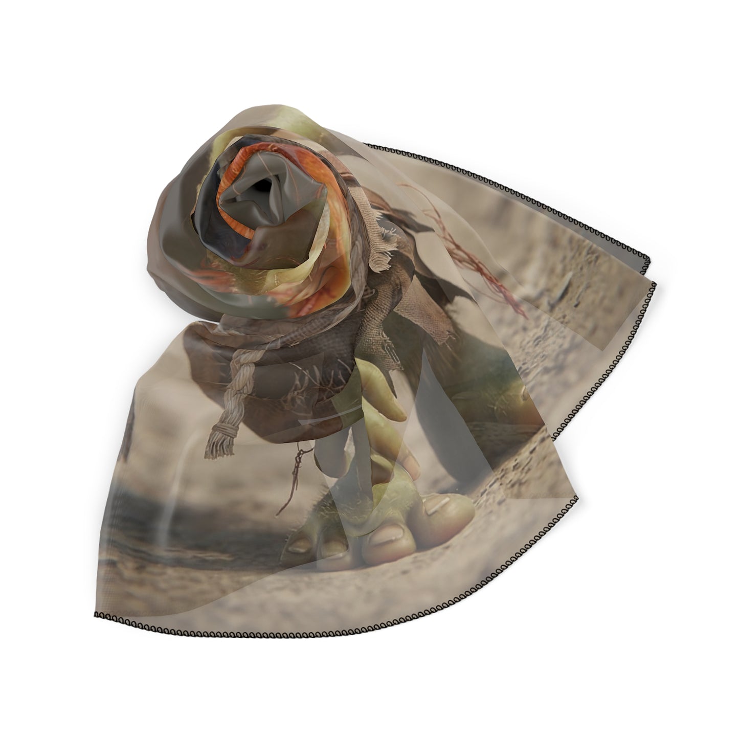 Glimmering Gnome Poly Scarf – Tiny Traveler with Sack of Wonders