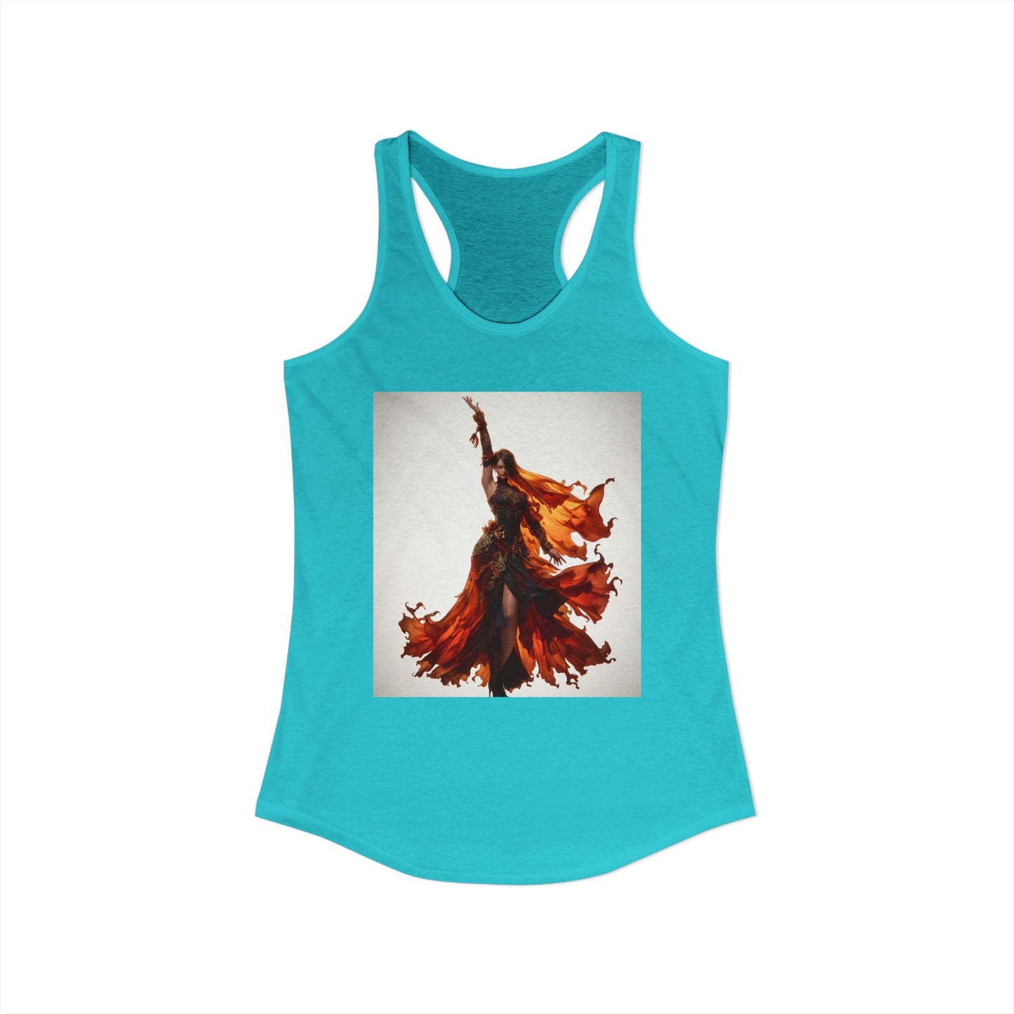 Fiery Dancer Women's Ideal Racerback Tank – Amber & Gold Motion Print