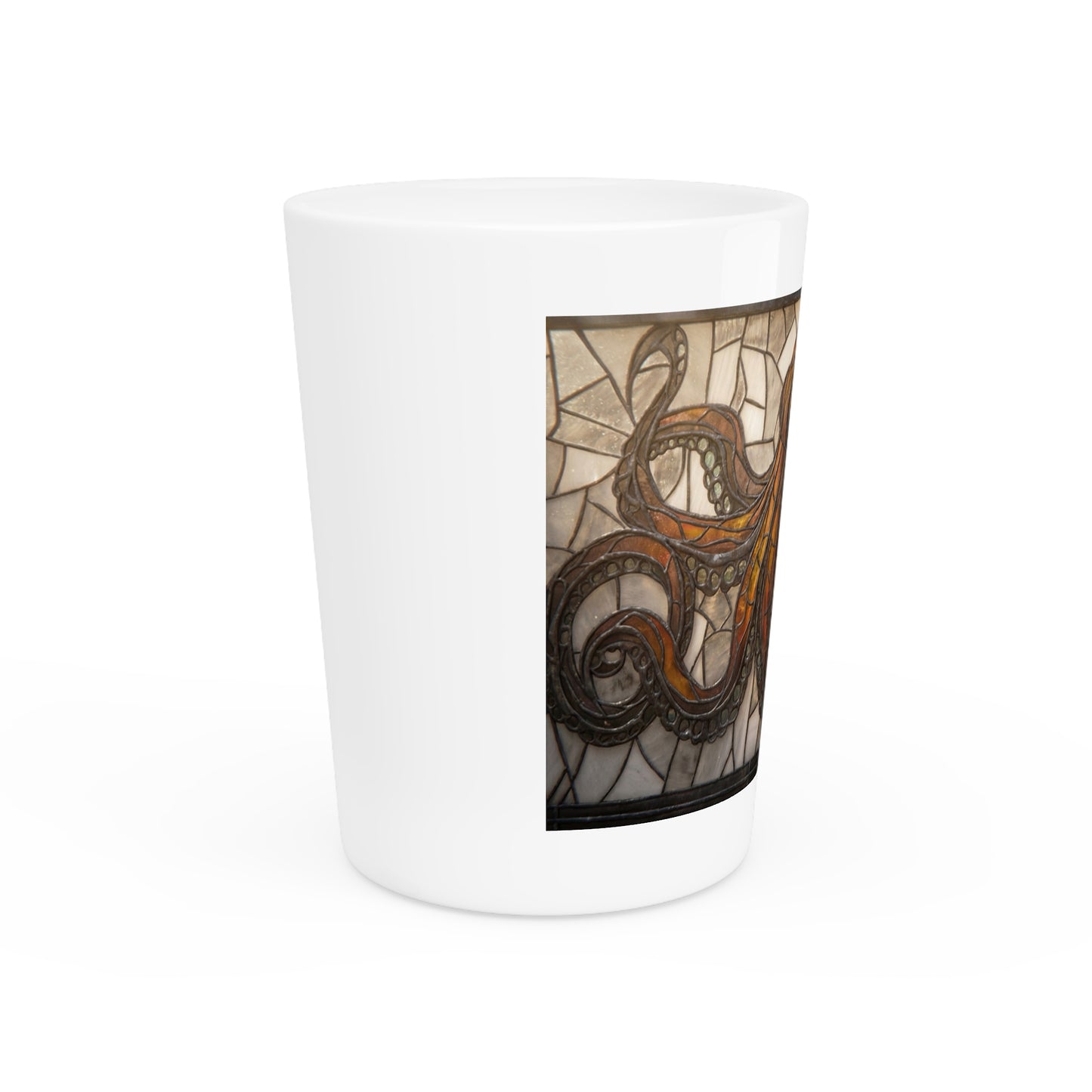 Stained Glass Octopus Shot Glass – Amber Tentacle Guardian