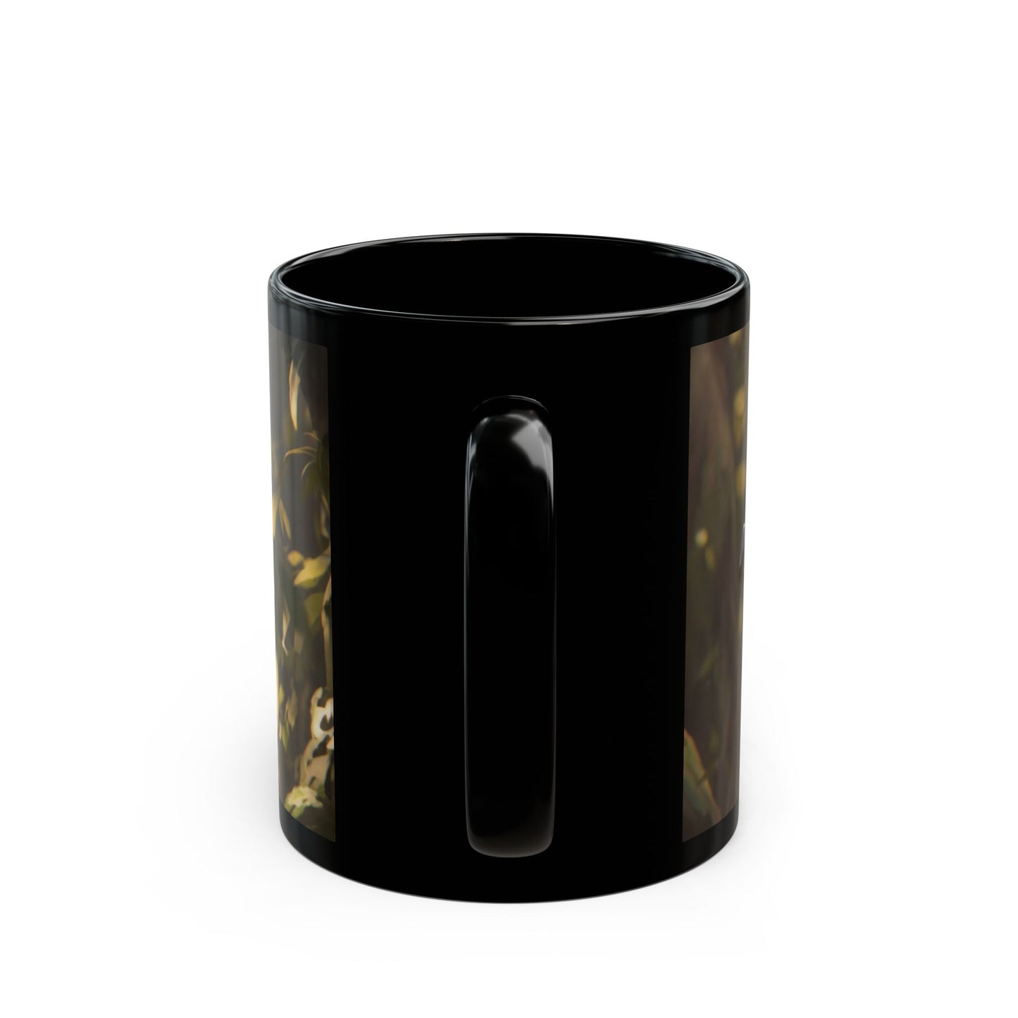 Elven Sentinel with Dragon Companion Black Mug – Sunlit Grove Rest