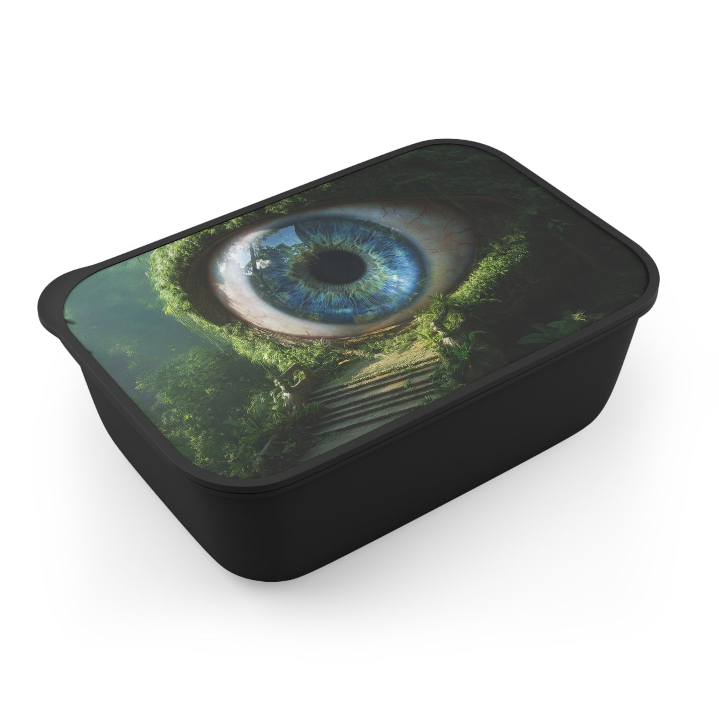 Guardian Eye Forest PLA Bento Box with Band and Utensils – Verdant Watchtower Dreamscape