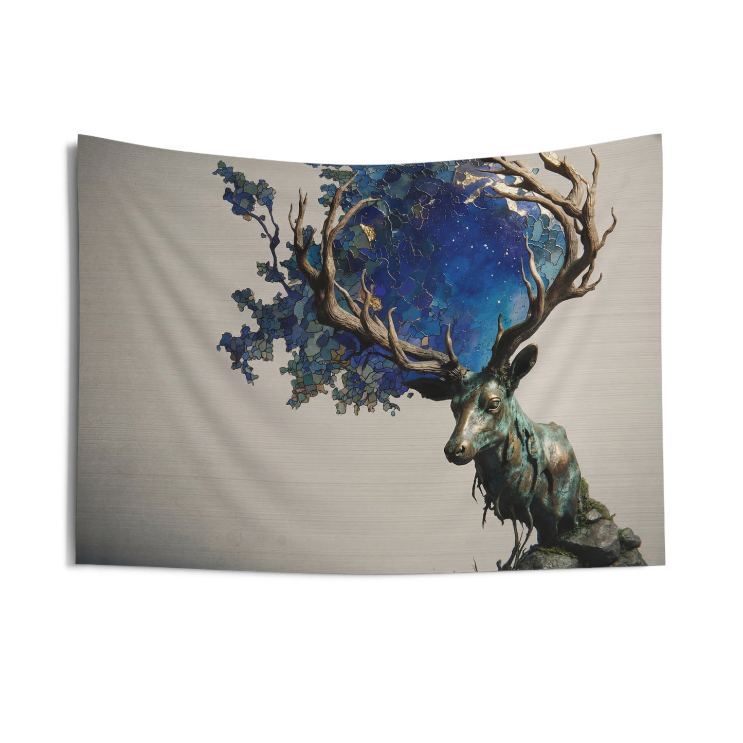 Celestial Stag Indoor Wall Tapestries – Starry Antler Dreamscape
