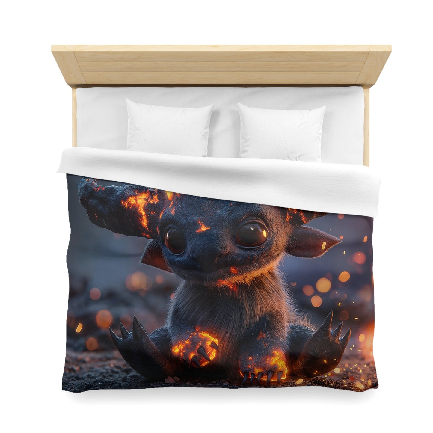 Lava-Clawed Guardian Microfiber Duvet Cover – Fiery Whimsy for Dreamers