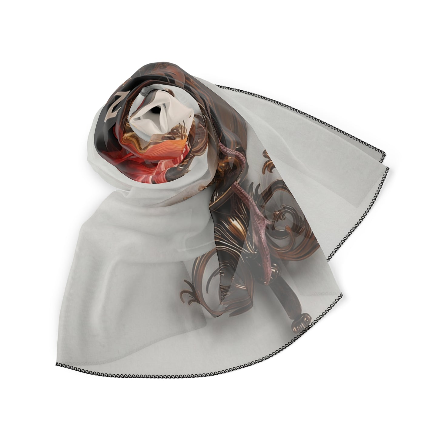 Flamingo at The Ritz Poly Scarf – Velvet Elegance in Art Deco Bronze