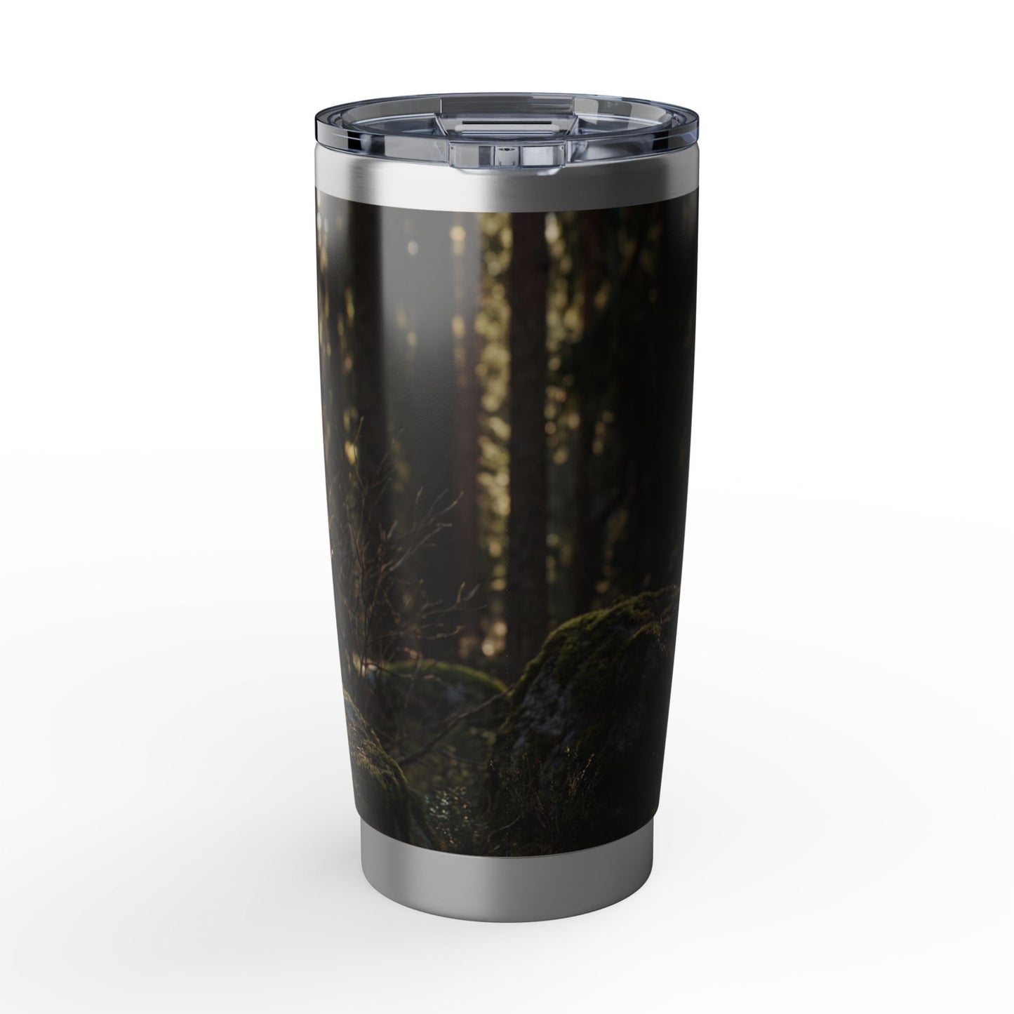 Dragon Wolf in Sunlit Grove Vagabond 20oz Tumbler – Guardian of the Mossy Peaks