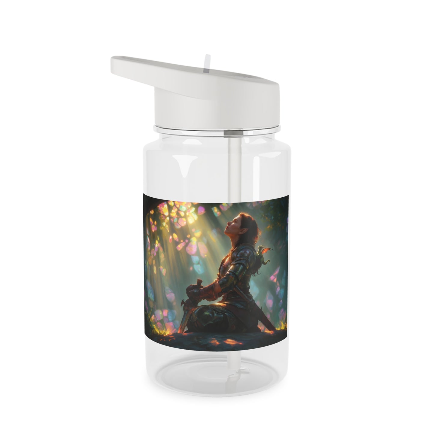 Crystal Grove Sentinel Tritan Water Bottle – Sunlit Forest Guardian Moment