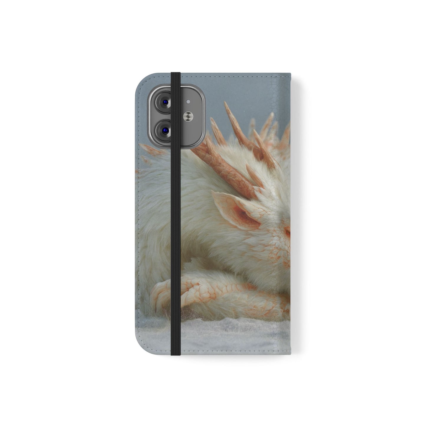 Sleeping Child and Dragon Flip Cases – Snowy Guardian Embrace