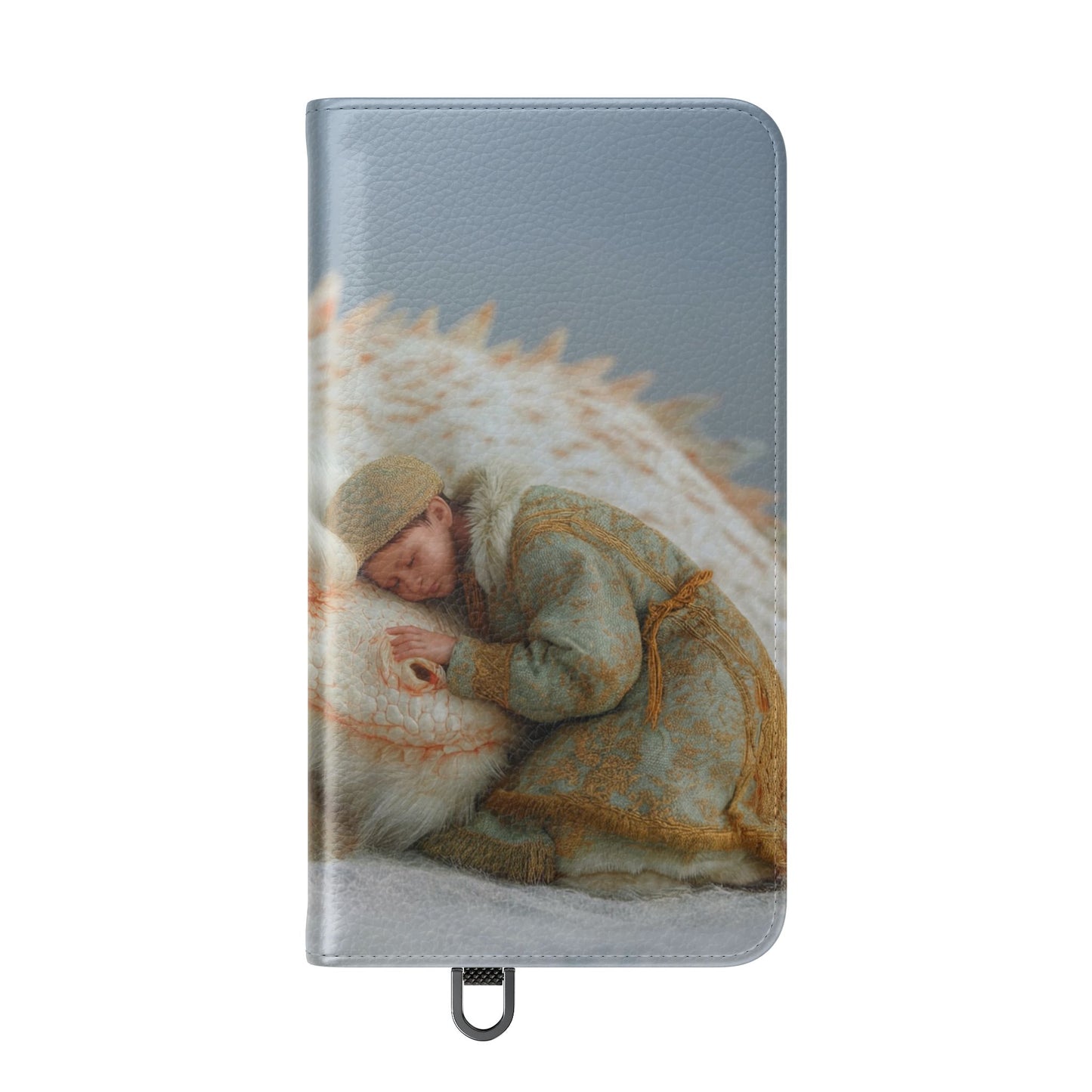 Sleeping Child and Dragon Flip Cases – Snowy Guardian Embrace