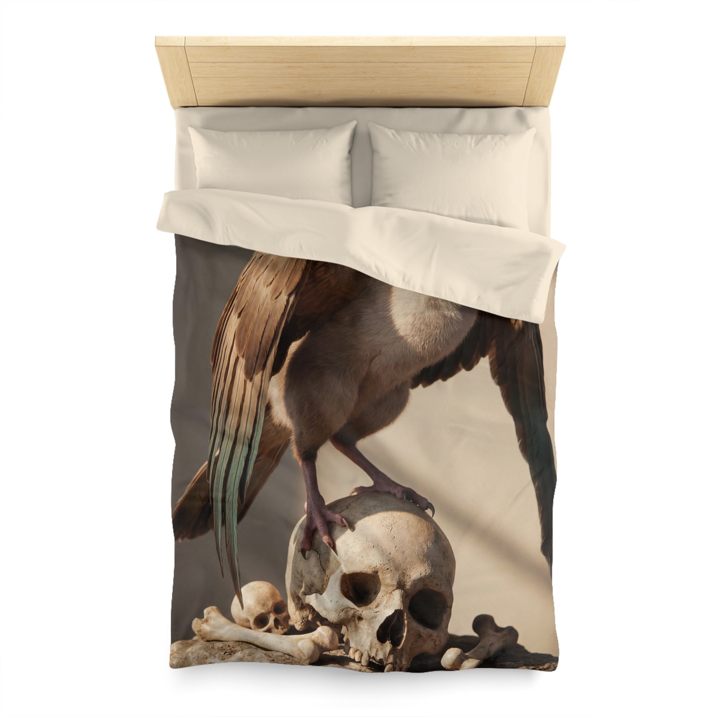 Winged Siamese Sentinel Microfiber Duvet Cover – Sunlit Bone Throne Dreamscape